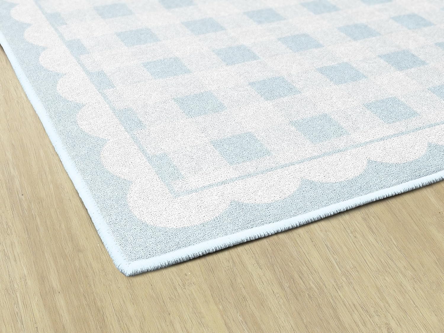 Flagship Carpets Pretty in Pink Light Blue Gingham Educational Area Rug for Kids Room, Children's Classroom Rug for Teaching and Playroom, 5' X 7'6" - Light Blue