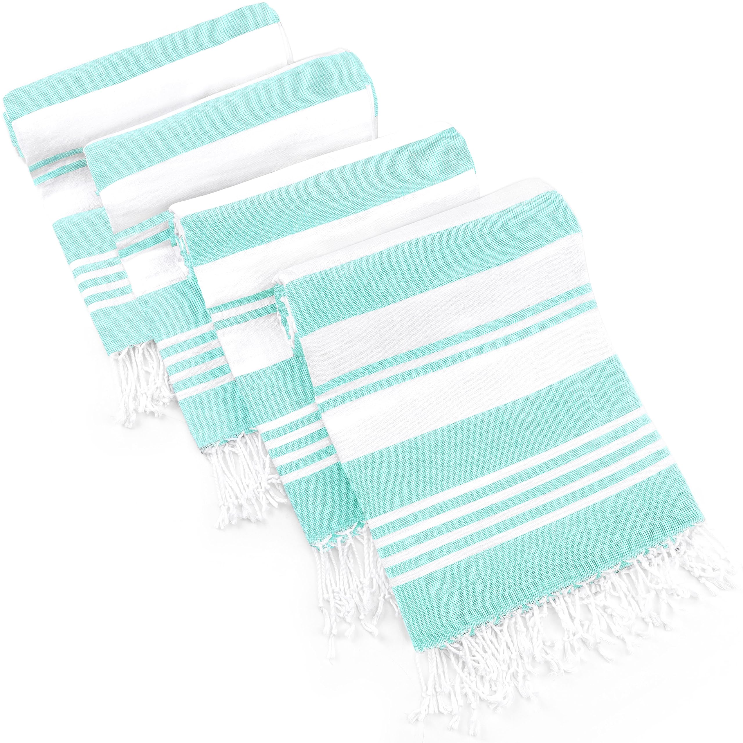 Utopia Towels 4 Pack Turkish Beach Towel, 40 by 72 Inches, 100% Cotton, Oversized Sand Free Lightweight Quick Dry, Prewashed for Soft Feel, Large Turkish Peshtemal Towel for Travel, AquaOEKO-TEX STANDARD 100