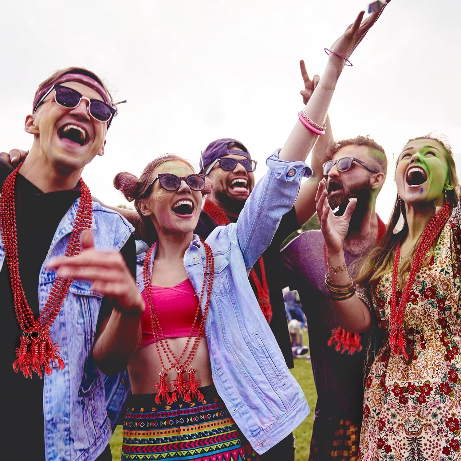 24PCS Mardi Gras Beads Necklace, Lobster Pendant Mardi Gras Accessories, Mardi Gras Lobster Element Pendant Beads Bulks, Mardi Gras Necklace Carnivals Celebration Parade Throws Party Favor Supplies - Image 4