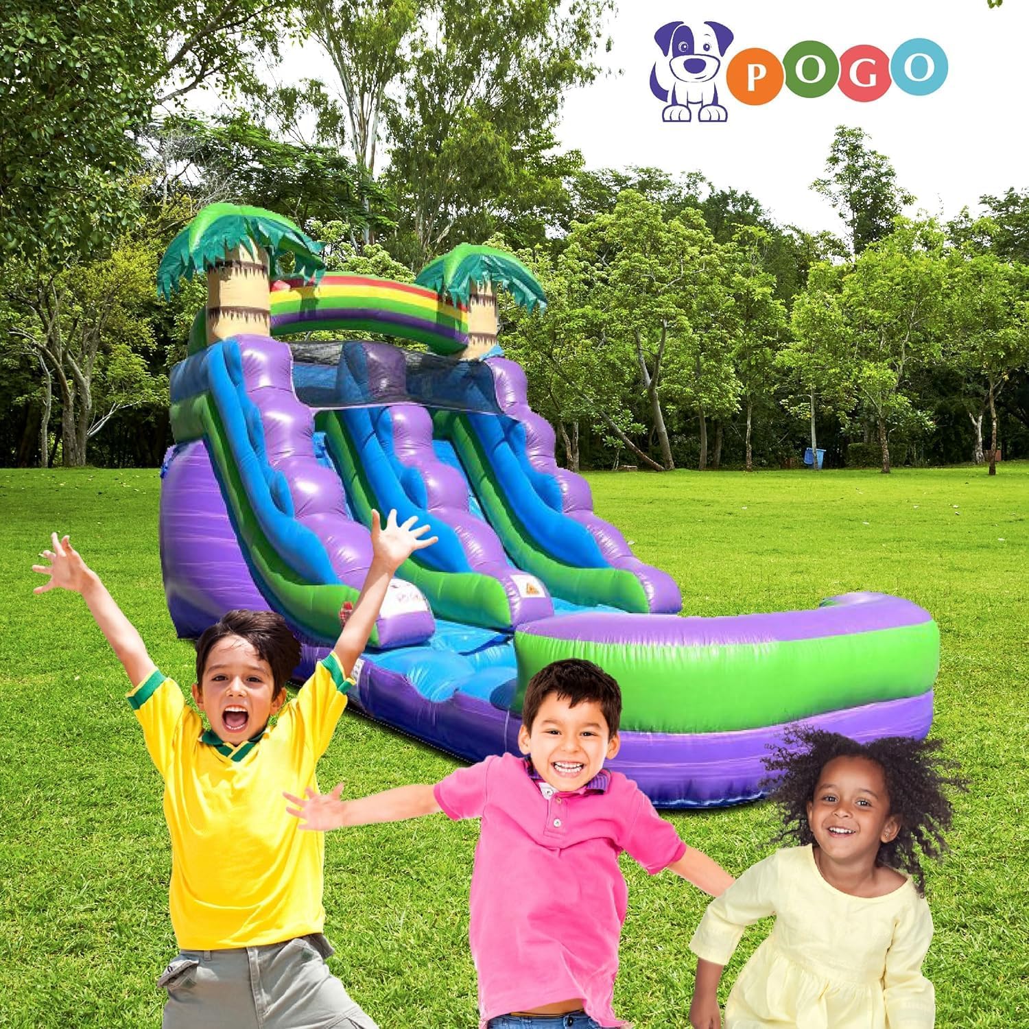 Inflatable Water Slide for Kids & Toddlers with Inflatable Pool, Backyard, Park or Commercial Use, Outdoor Water Play, Includes Blower Stakes, Splash Pool & Storage Bag, Large 21' x 9' x 12'