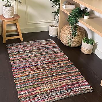 Chardin home - Eco Friendly 100% Recycled Cotton Colorful chindi Area Rug - 3X5, Multi.