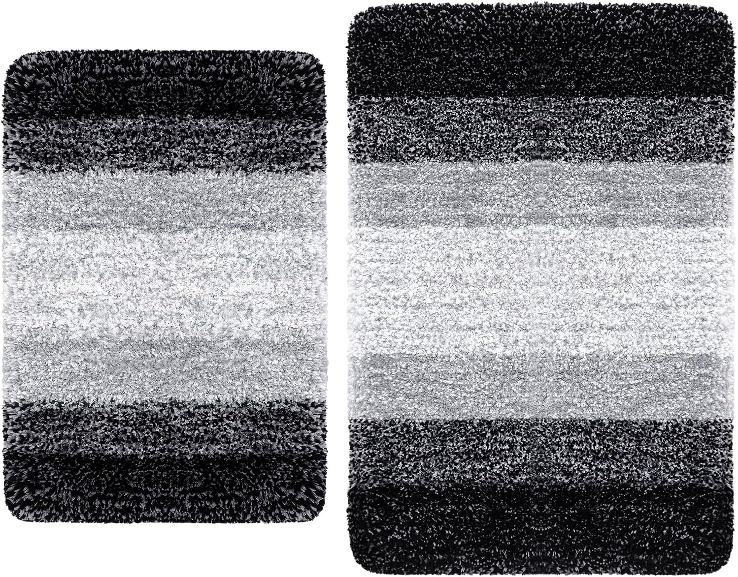 Arotive Microfiber Bathroom Rugs 2 Pieces, Bath Rug Size 24x16 and 30x20 in Black, 2 Item Bundle