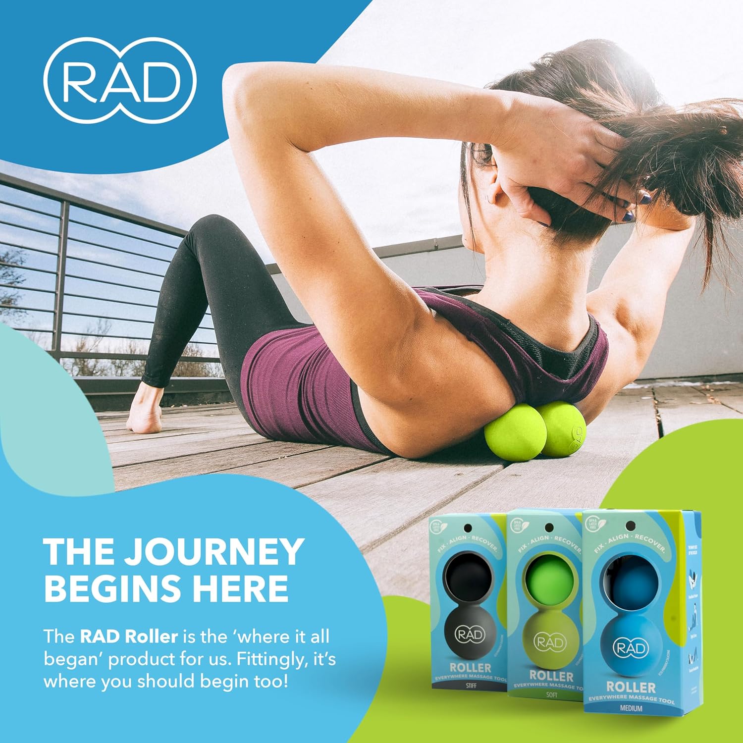 RAD Roller Soft Peanut Roller Ball Massager - Soft/Low Density Peanut Massage Ball - Myofascial Release for Back, Feet, Neck, Psoas - Suboccipital Release Device, Thoracic Spine Roller Balls