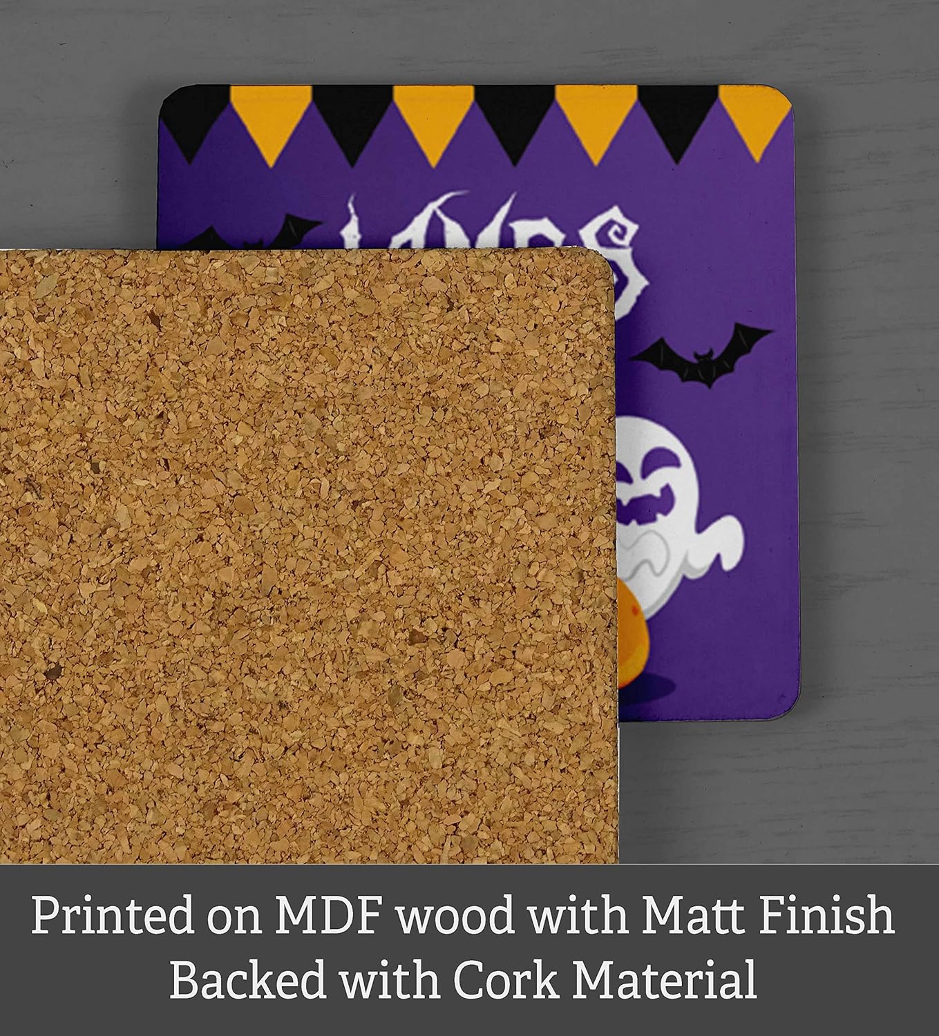 Printtoo Personalized Kids Placemat and Coaster Set - Halloween Design Custom Name Table Mat for Kid | Fun Mealtime Gift, Easy-Clean Surface, Multiple Size Options