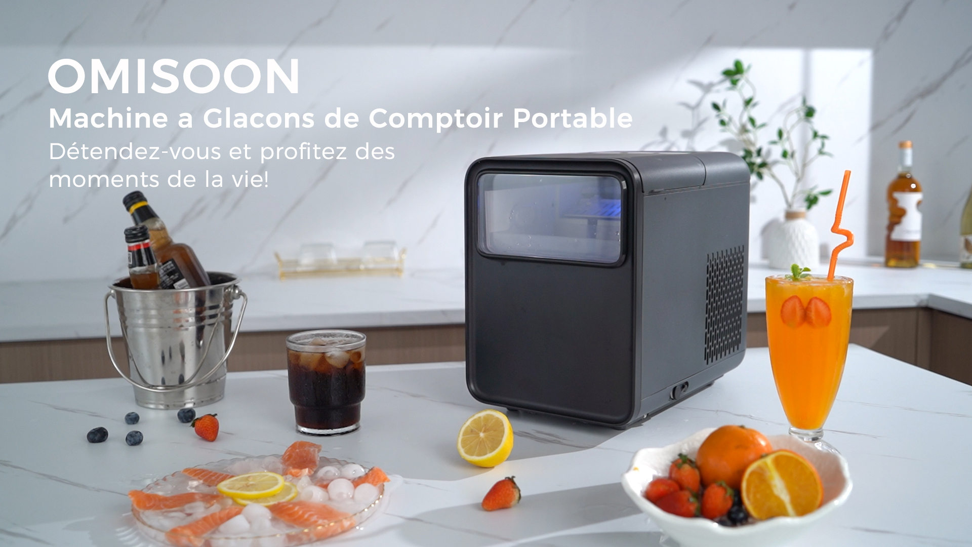 Machine à Glaçons CUMEOD - 12kg/24h - 8 Glaçons En 6-10min - Autonettoyante - Compacte Pour Maison/Fête