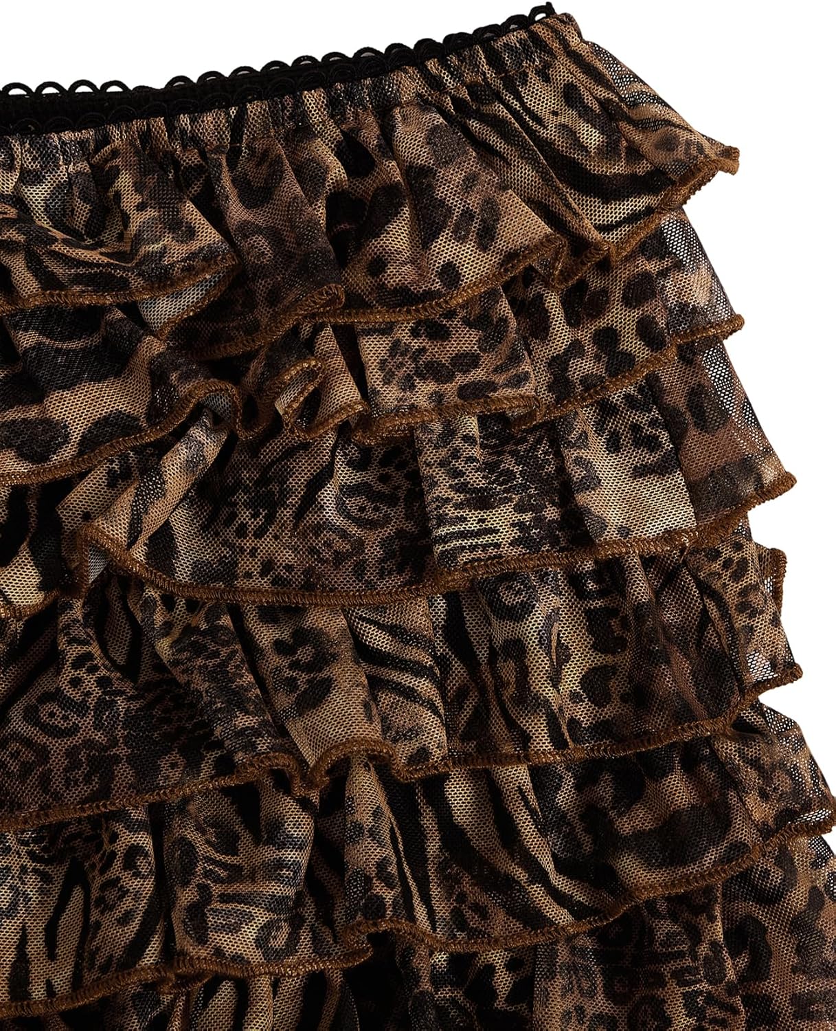 Verdusa Women's Y2K Cheetah Bloomers Tiered Layered Micro Shorts Elastic Waist Ruffle Shorts - Image 3