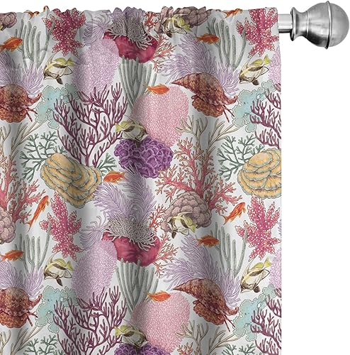 Miniatura 12 de Lunarable Cortinas amarillas, inspiradas en el picnic de los años 50, 60 y 70, diseño de lunares retro con estampado de lunares, tratamientos de