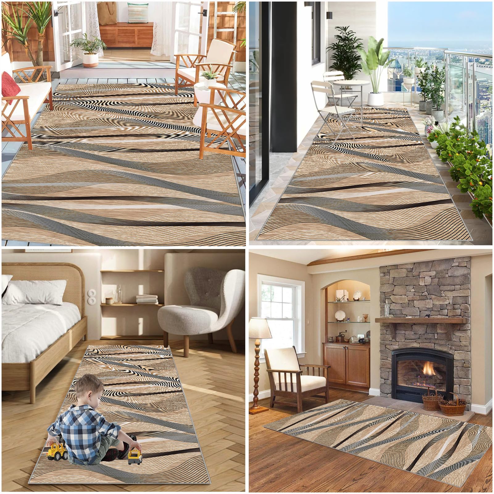 Flurteppich Läufer Lang, Teppich Läufer für Küche, 100 x 600 cm rutschfest Läufer Flur Langer Läufer Teppich Waschbar Schlafzimmer Läufer Küchen Teppiche für Wohnzimmer Büro Korridor, Flur Teppich