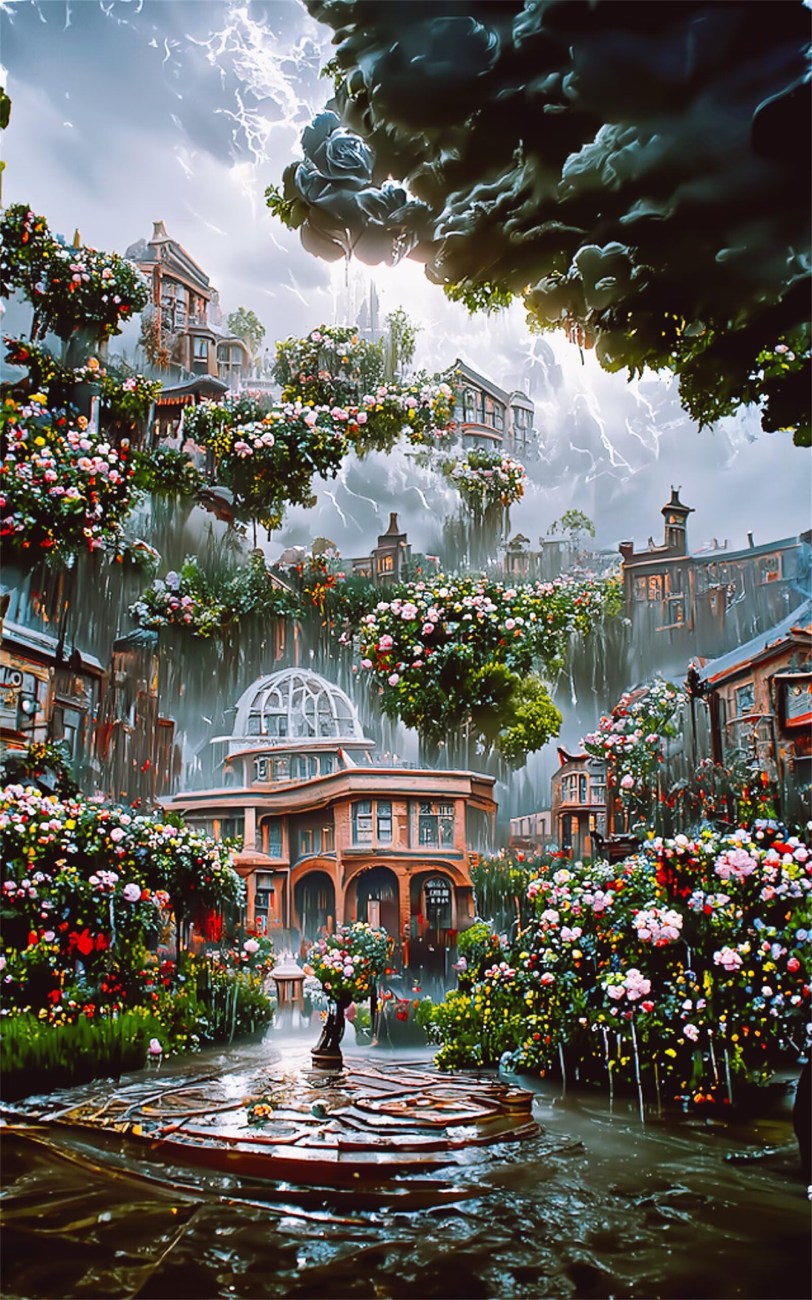 Puzzle dla dorosłych, 1200 elementów, Fantasy Rose Garden Artwork Puzzle 75 x 50 cm, kolorowe puzzle "zrób to sam" do dekoracji domu, rodzinne puzzle dla początkujących i dzieci