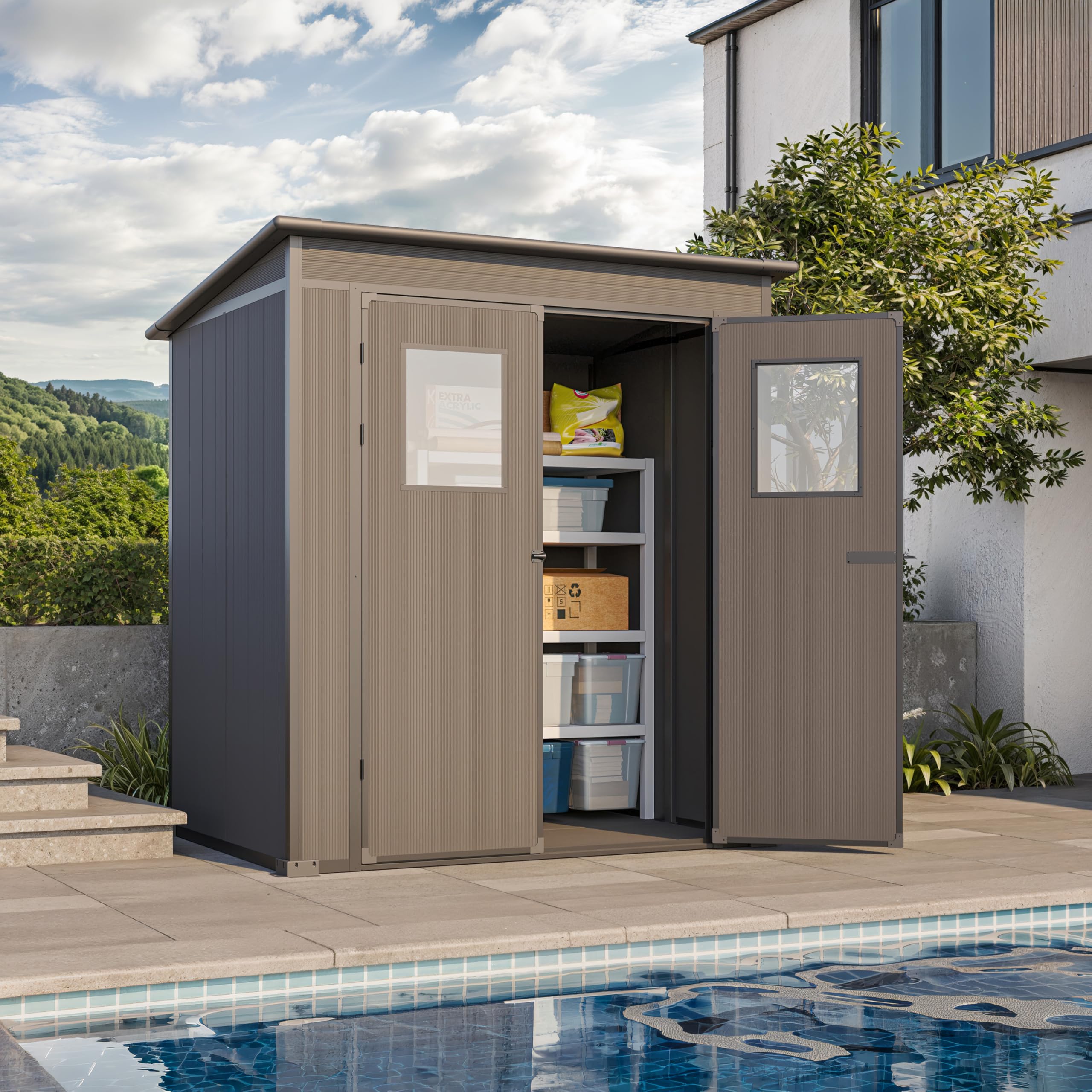 GFP Primeyard Abri de Jardin en Plastique 176x129x199 cm Anthracite