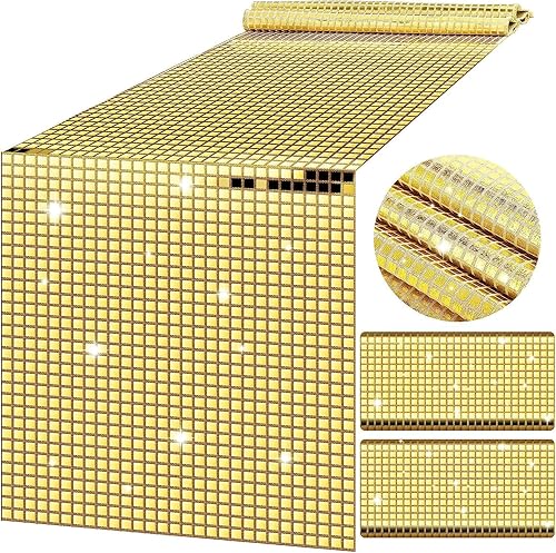 Camino de mesa dorado brillante disco retro de los años 70, decoración de fiesta temática de los años 70, suministros de despedida de soltera,