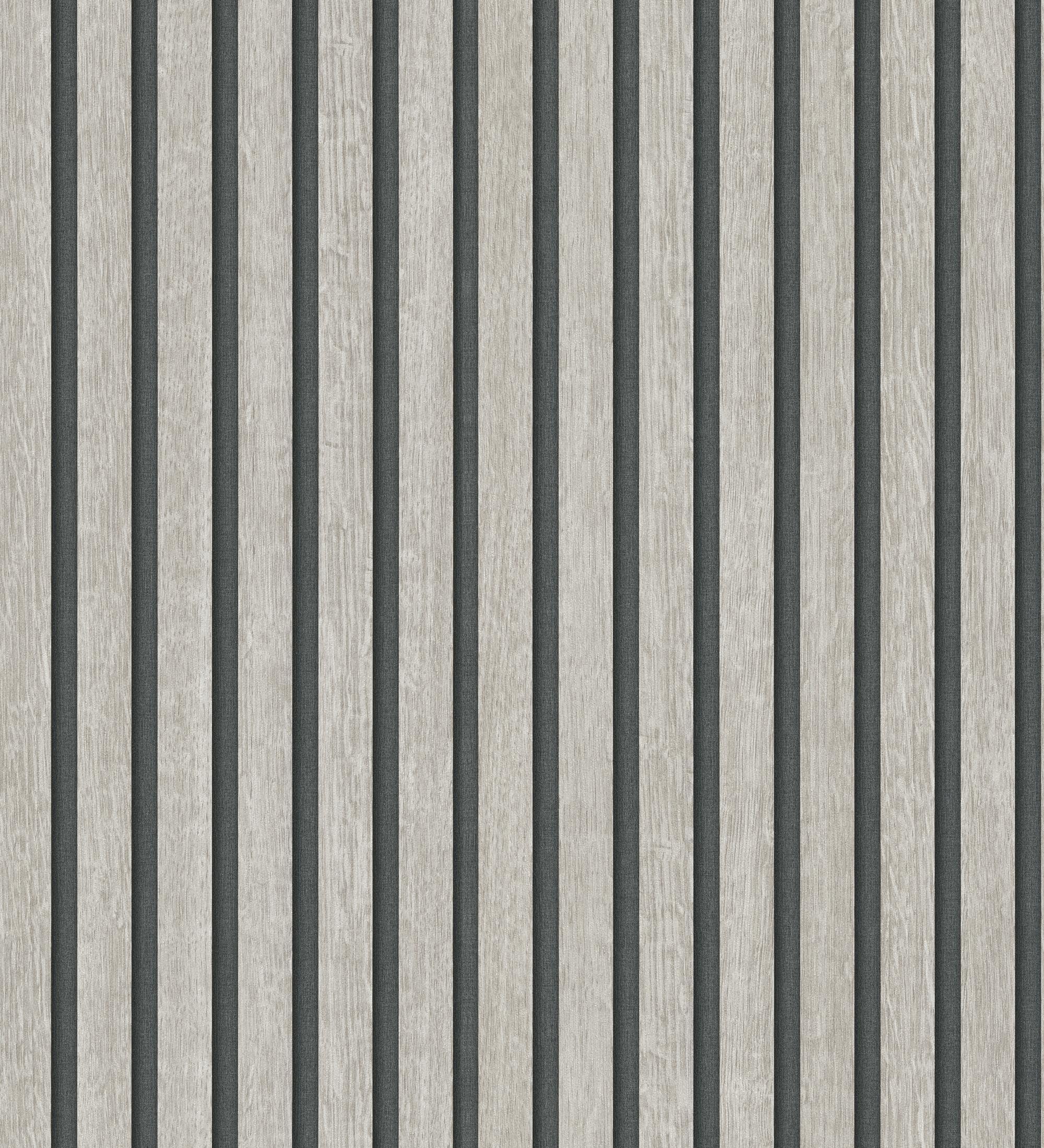 GAULAN 682664 - Papel pintado de listones de madera gris imitando el diseño de palillería para pared salón cocina baño dormitorio pasillo - Rollo de 10 m x 0,53 m