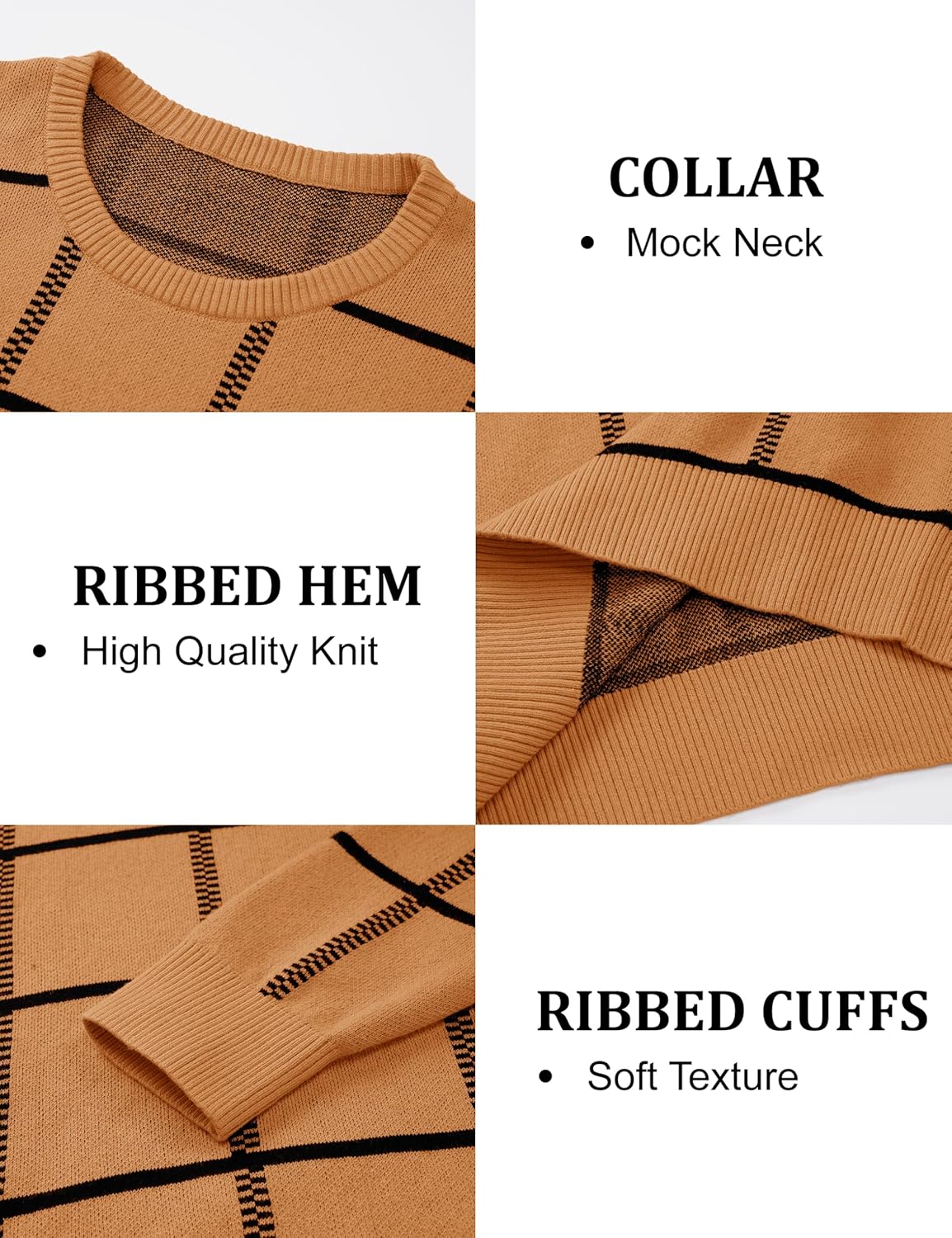 MAGCOMSEN Men's Crewneck Sweaters Cotton Lightweight Plaid Pullover Sweater Warm Casual Fall Winter Sweatshirts - Image 5