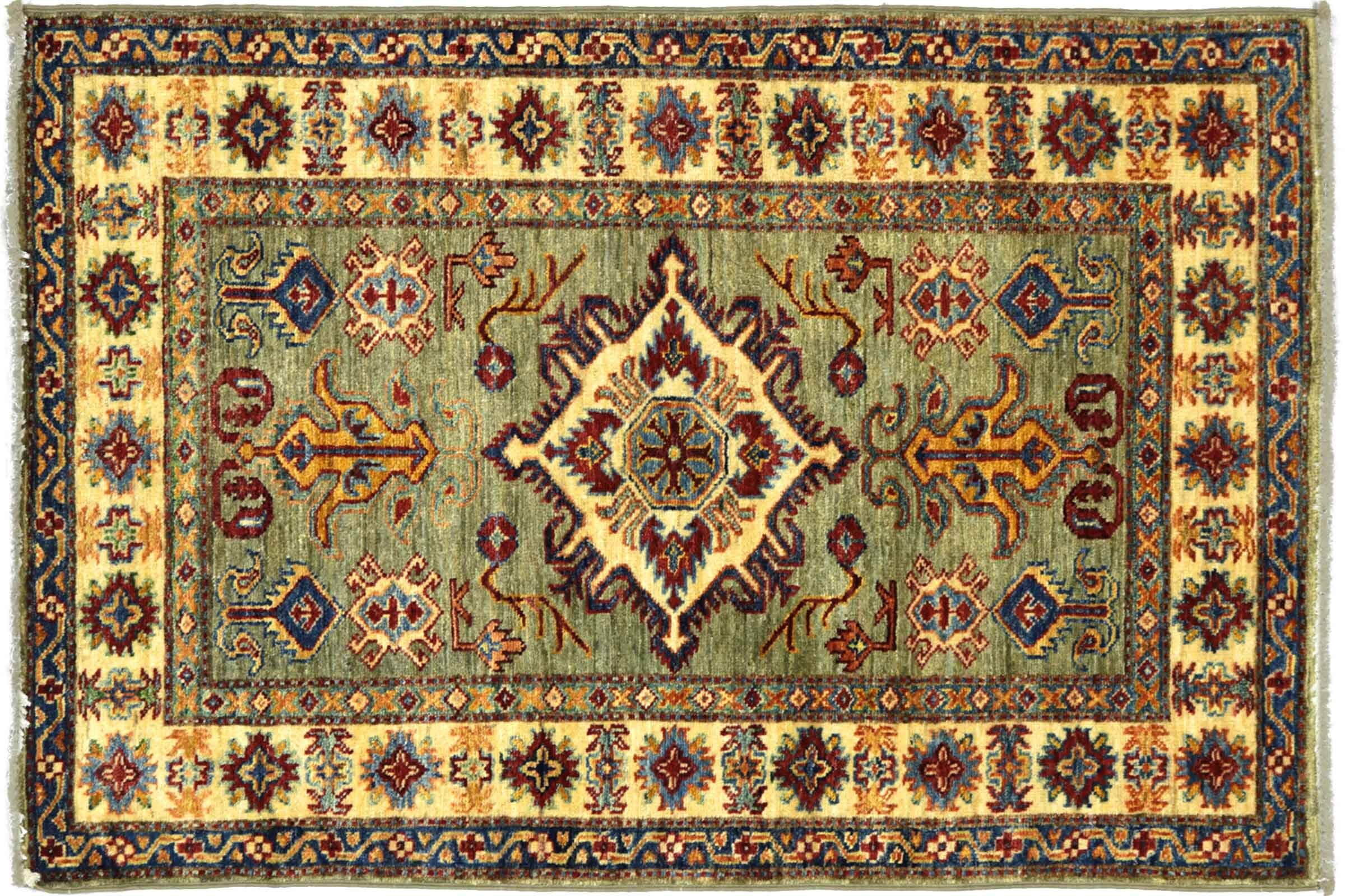 Tapis afghan Kazak gris noué main, idéal pour réchauffer l'ambiance d'un salon ou d'un bureau