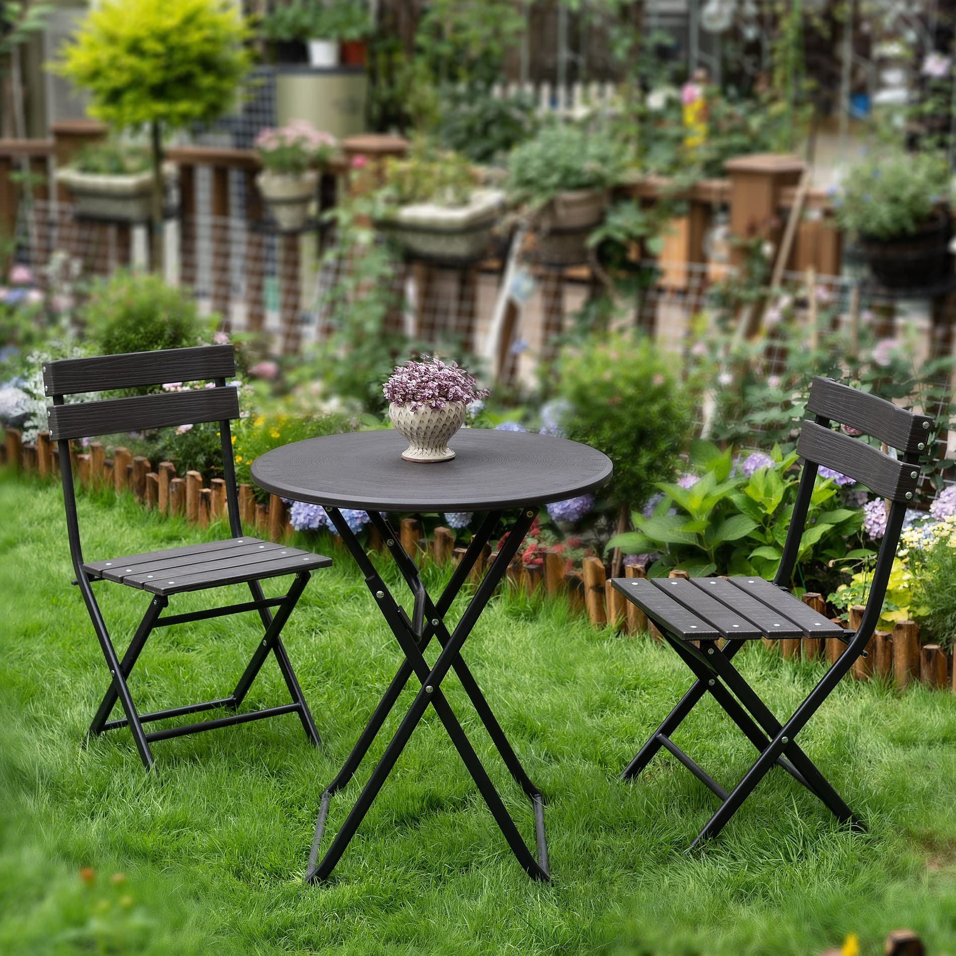 Rebecca Mobili Tavolo Da Esterno Pieghevole, Tavolo Da Balcone, Hdpe Acciaio, Grigio Nero, Arredo Balcone Giardino Bistrot - Misure HxLxP: 74 x 60 x 60 cm - Art. RE6704
