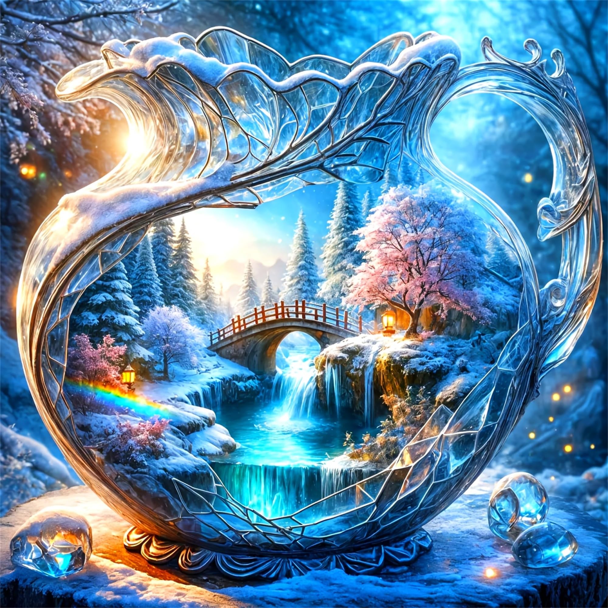 Jiqinsiye 5D Diamond Art Kit for Adults,Diamond Painting Kits for Beginner,Gem Art,Crystal Art Kits Round Drill for Home Wall Decor Gifts for Women, Men (Landscape)