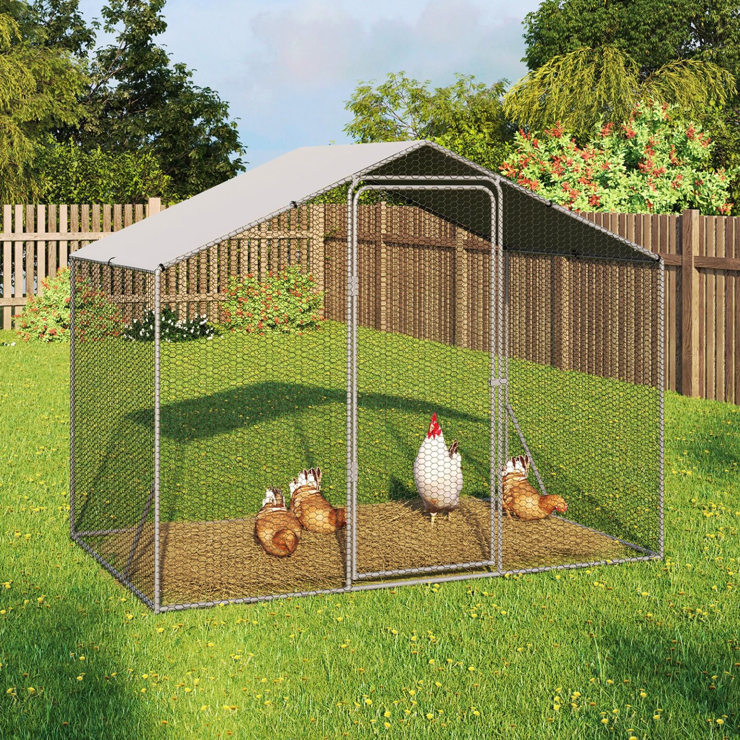 Corral para gallinas de 3 m² Acero galvanizado 2,20x1,4 m