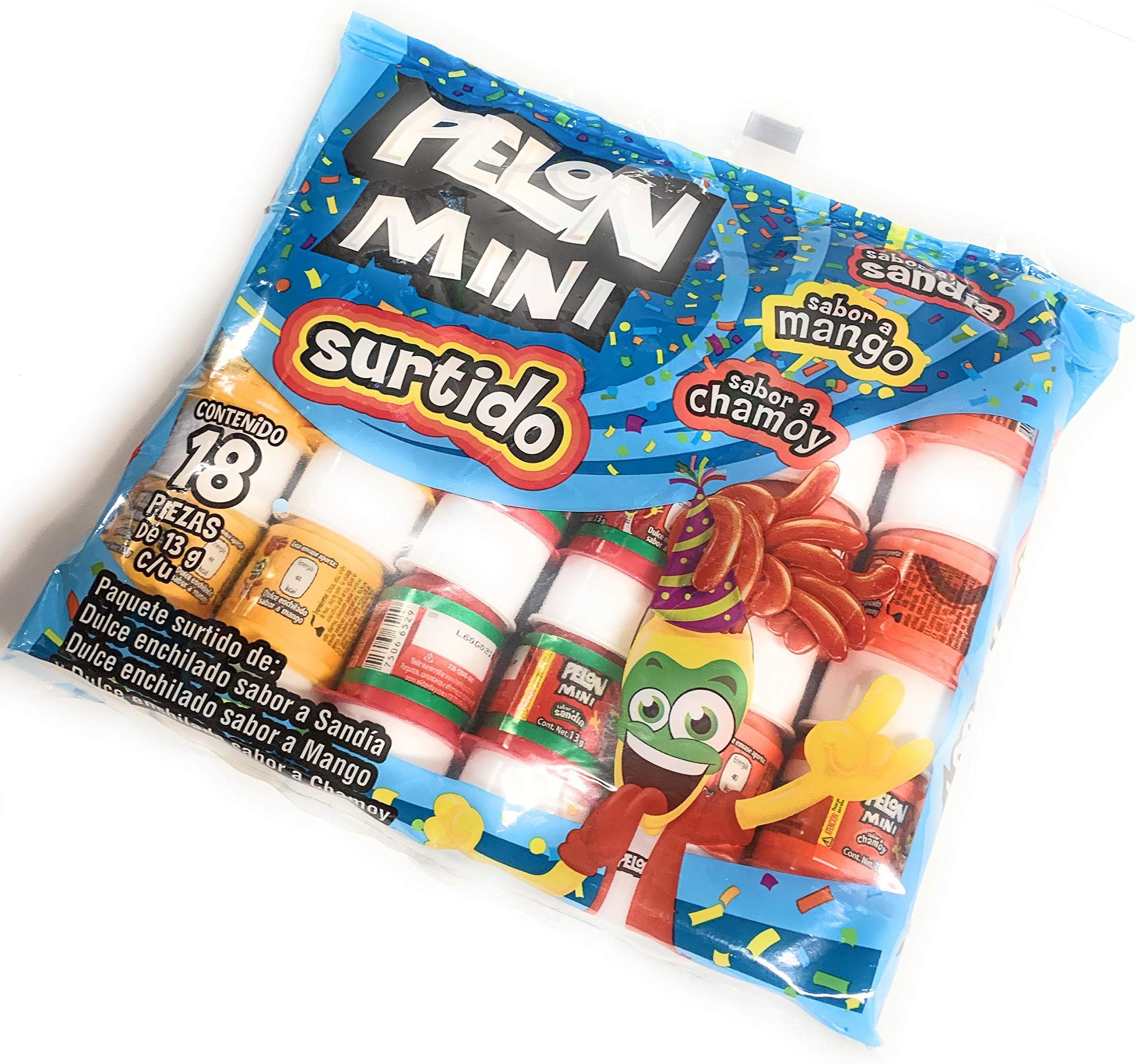 Tamarind Candy Flavor MINI Pelon Pelo Rico, Dulce De Tamarindo, with Mango,Chamoy, Watermelon 13 gr. (18 Pack)