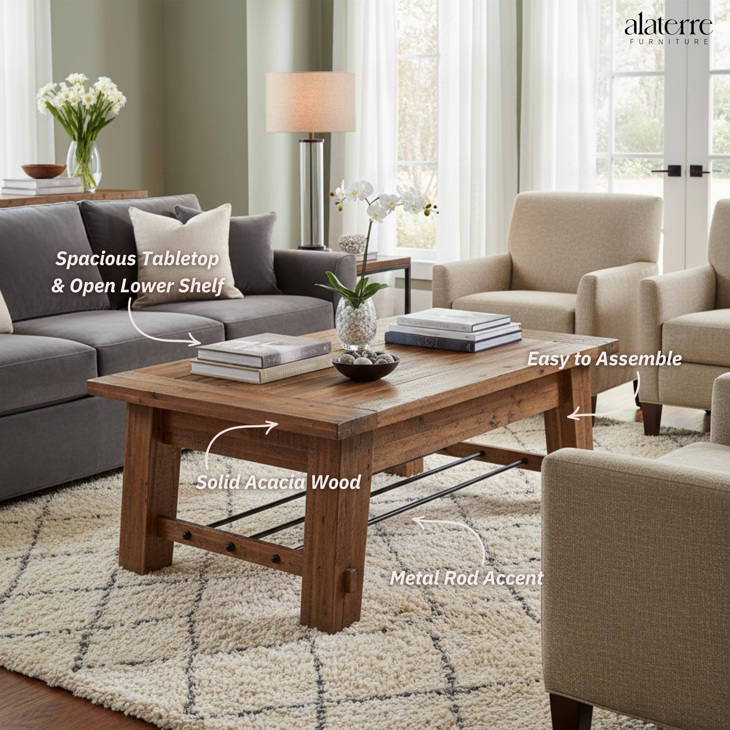 Amazon.com: Alaterre Furniture Durango 48L Industrial Wood offee