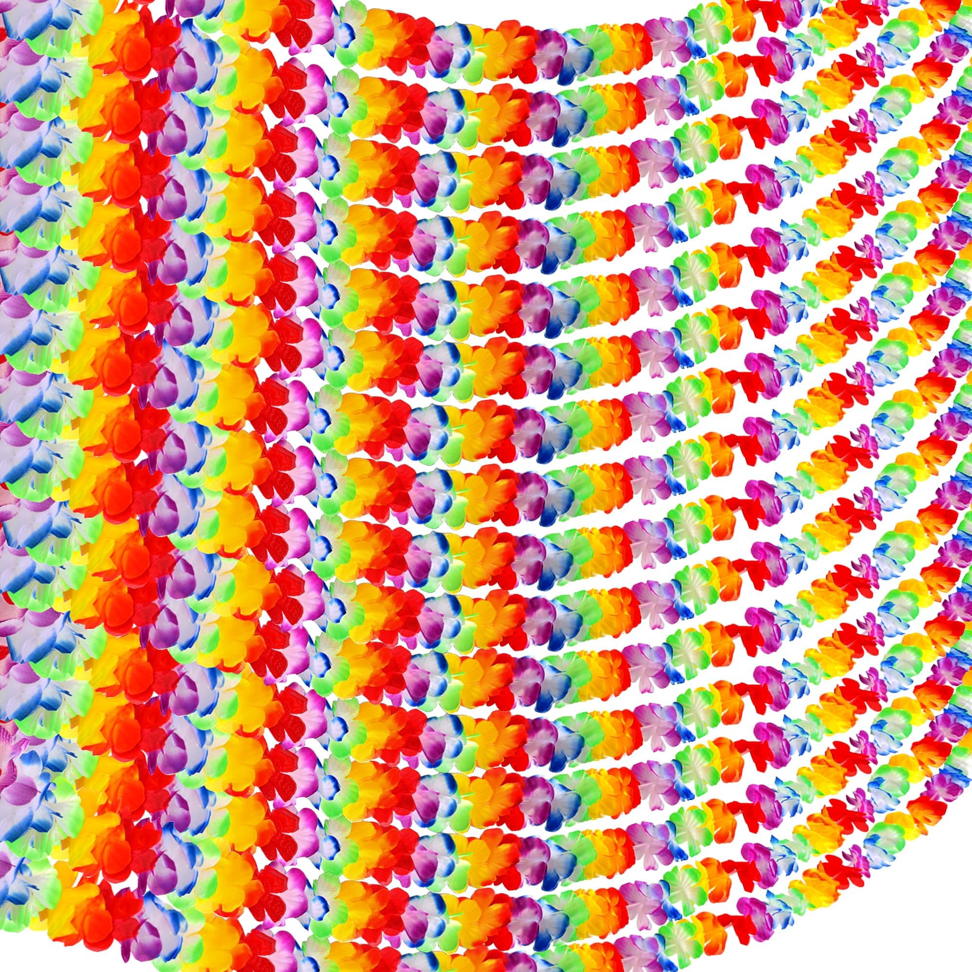 Aneco 50 Stück hawaiianische tropische Jumbo-Girlanden Luau Hibiskus Blumen Lei Girlande für hawaiianische Partyzubehör, Dekorationen, je 3 m