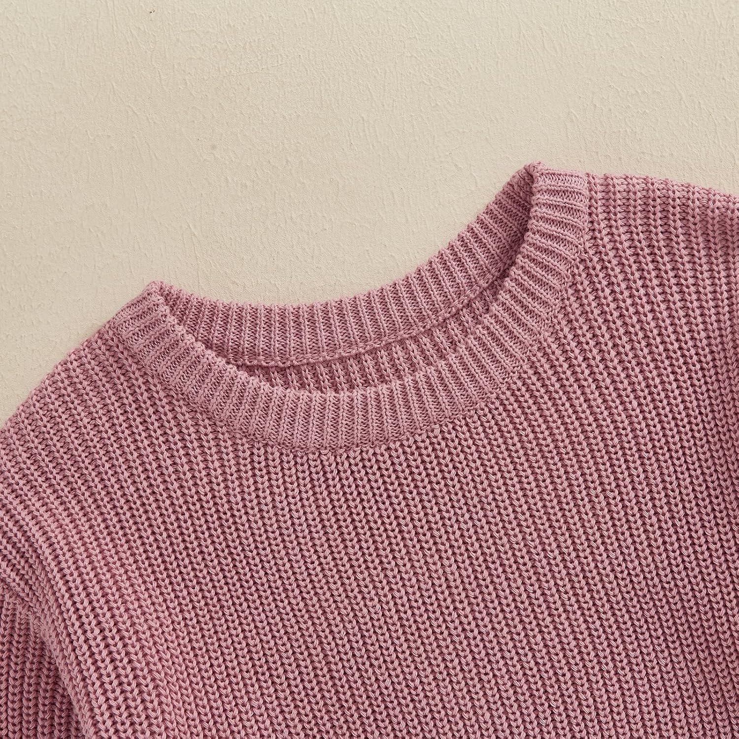 Yoawdats Toddler Baby Girl Boy Long Sleeve Knit Sweater Cute Round Neck Pullover Fall Winter Warm Tops Clothes
