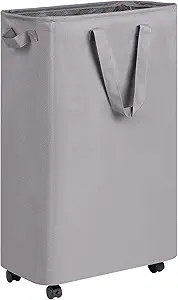 efluky Slim Laundry Hamper with Wheels, Rolling Laundry Basket for Clothes, Small Laundry Basket for Bedroom, Dorm and Laundry Room, 75L (19.8 Gallons) Grey