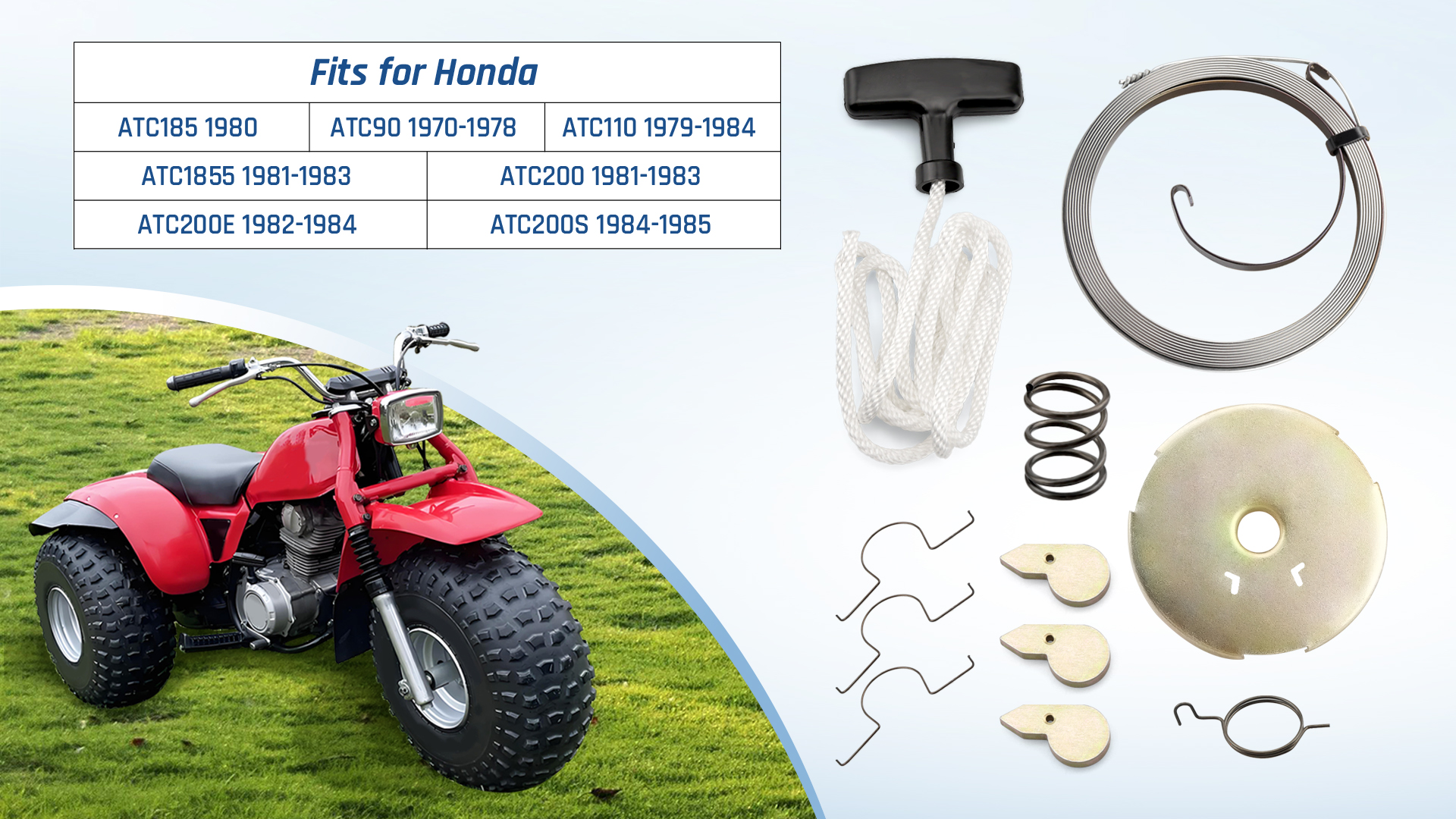 Pull Start Starter Spring Recoil With Rope Rebuild Kit For Honda - Foto 2