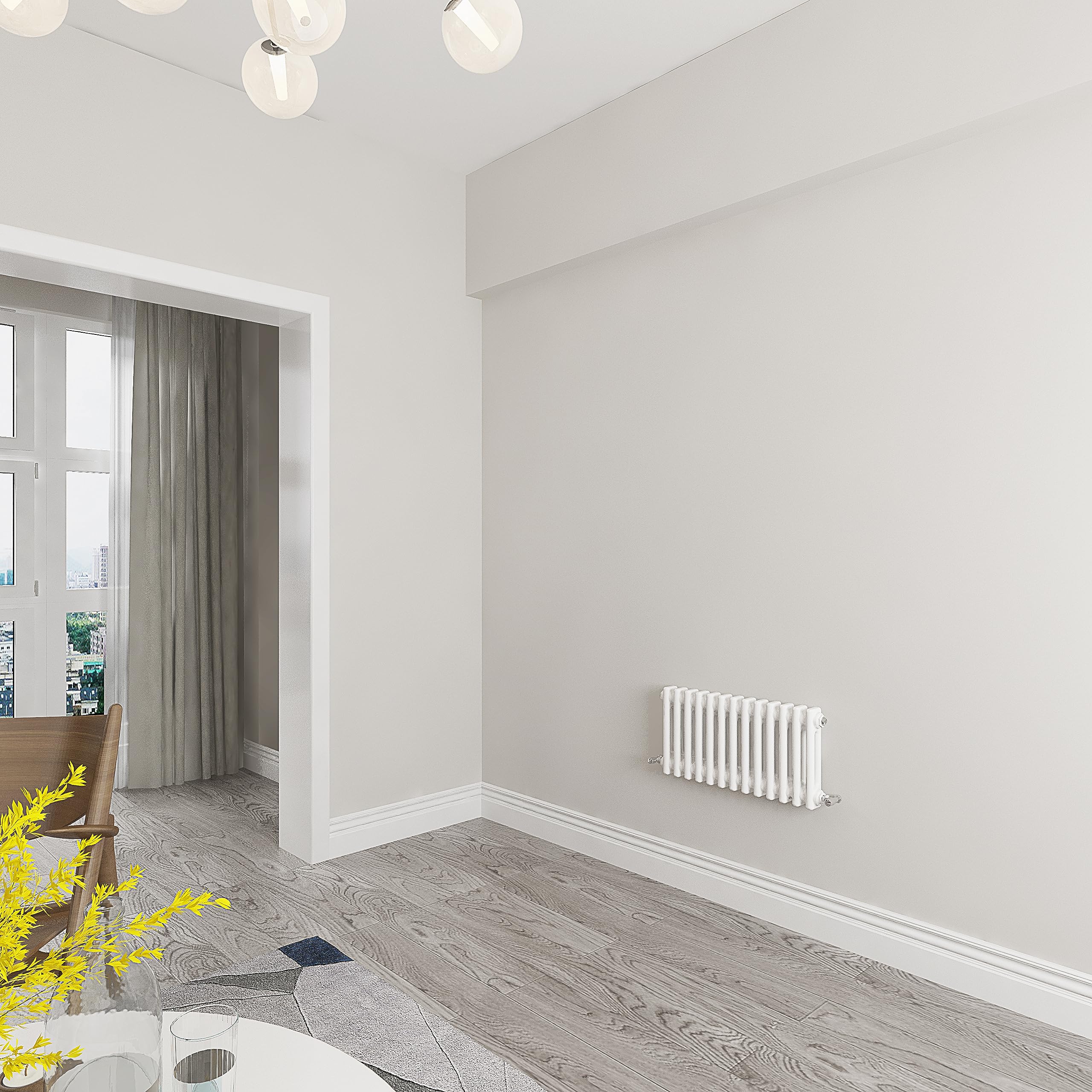 Skybathroom | 300x605mm Horizontal White Cast Iron Double Column Traditional Central Heating Radiator