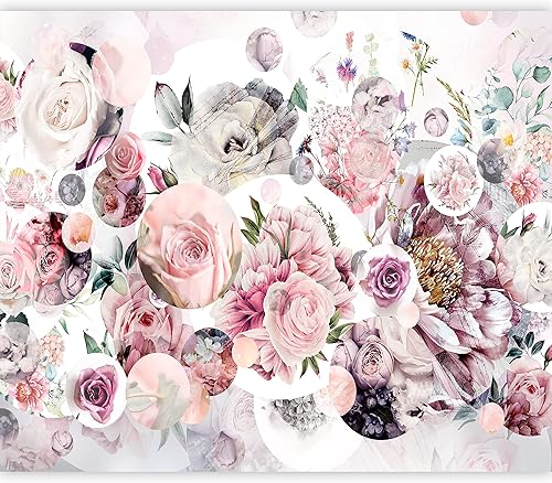 artgeist Mural de pared de flores de 173 x 124 pulgadas, papel tapiz autoadhesivo extraíble de gran tamaño para decoración de pared, diseño de