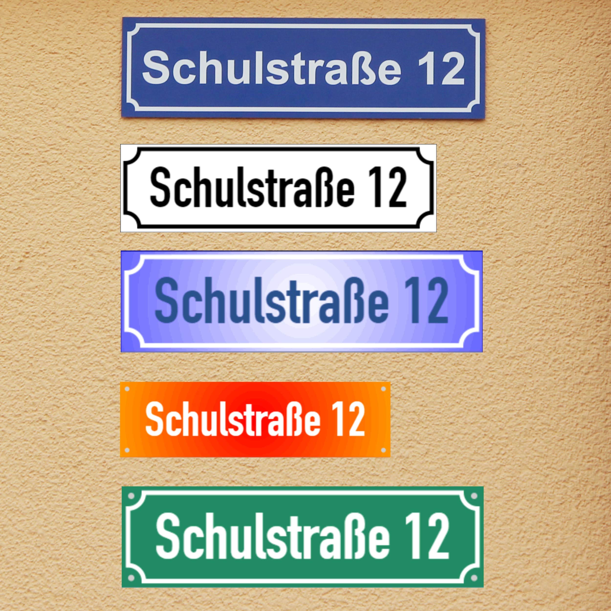 Straßennamen Schilder aus Aluminium Verbund, wetterfest, nichtrostend, wahlweise reflektierend, hier Größe 80 x 15 cm