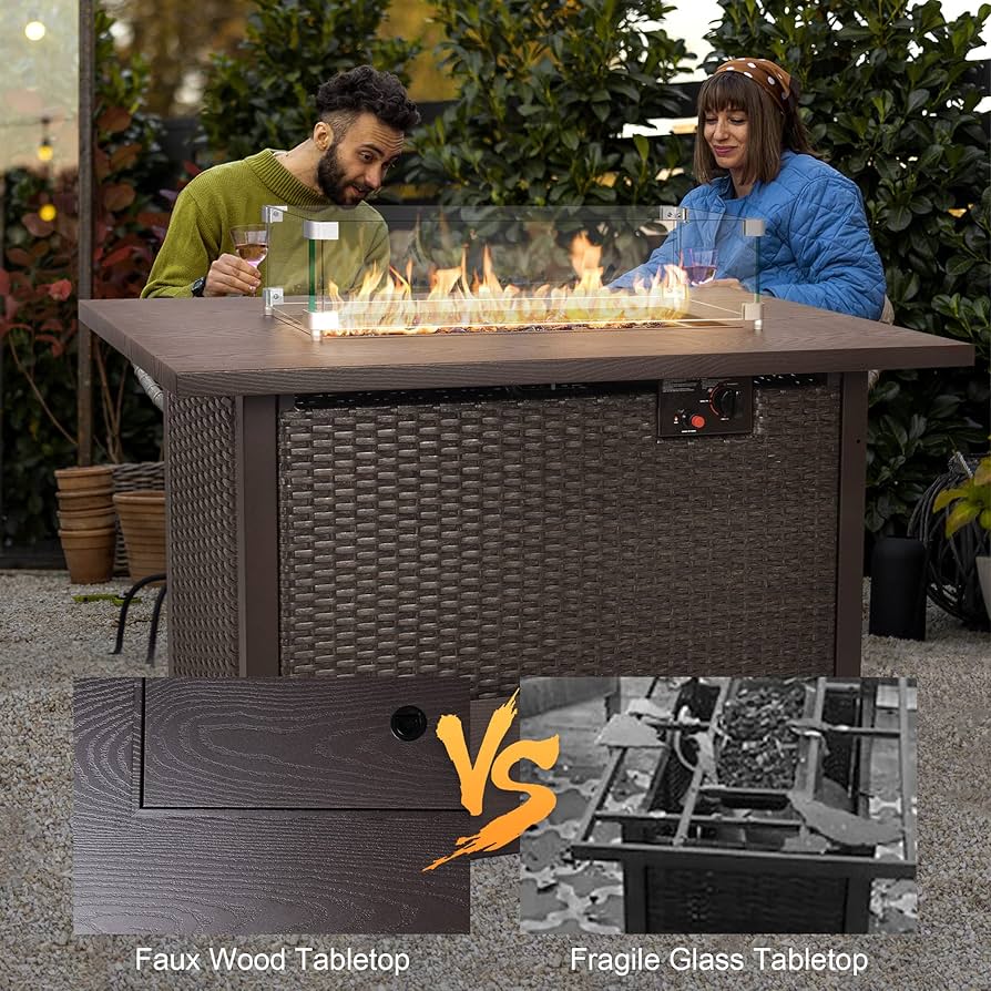 Amazon.com: Fire Pit Table 42 Inch Outdoor Propane Gas Fire