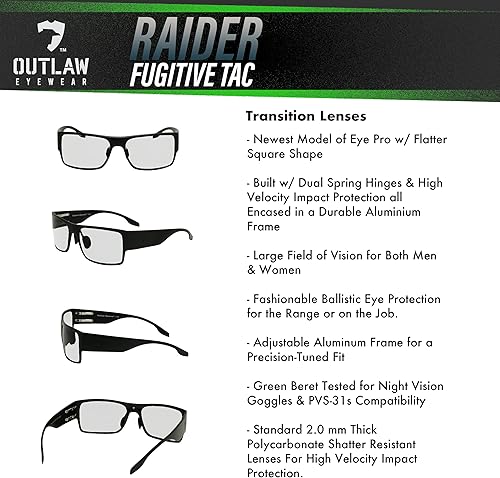 Miniatura 6 de OutLaw Eyewear Raider TAC - Gafas de sol tácticas para hombres y mujeres