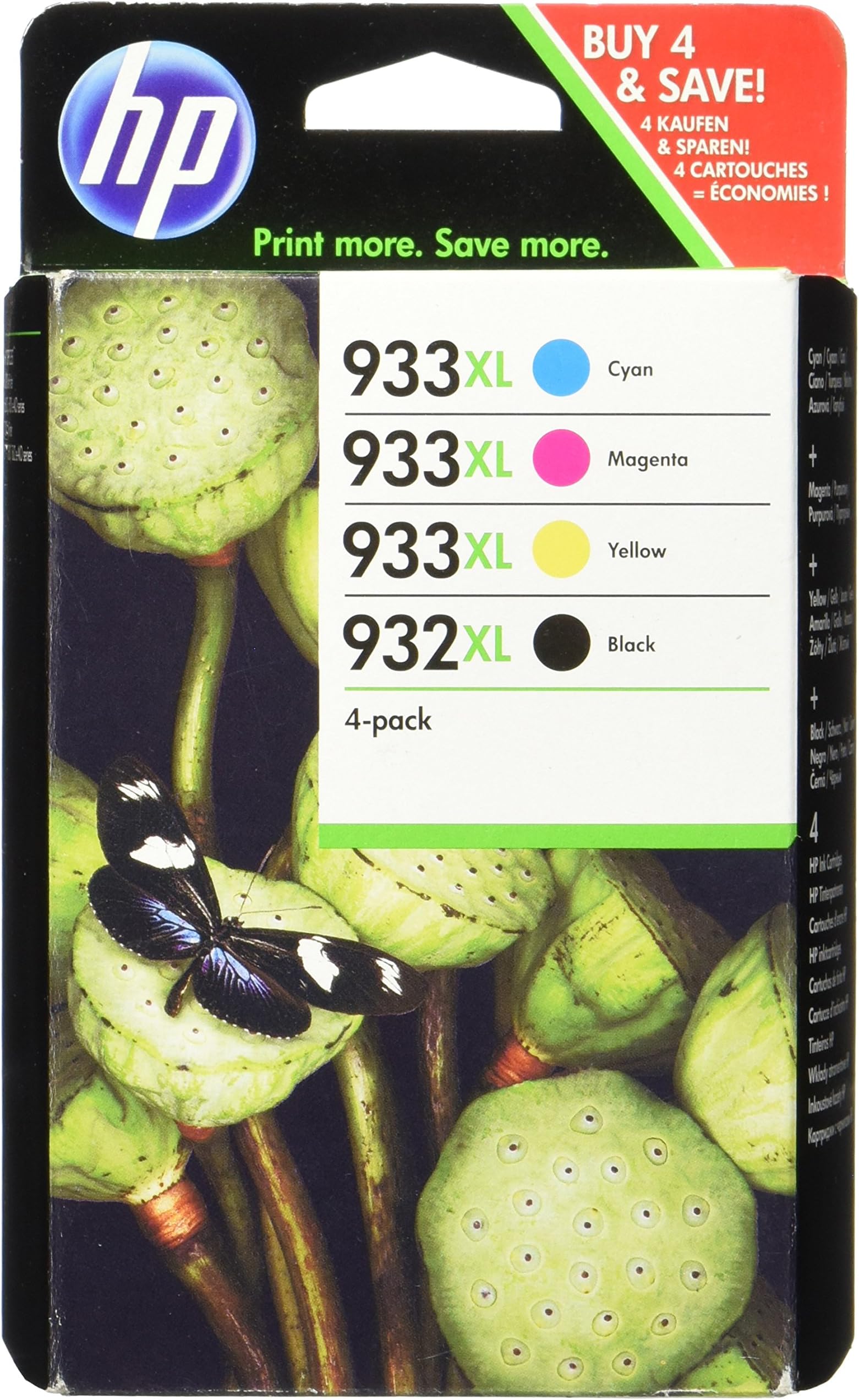 4 x HP C 2 P 42 AE, c2p42ae/932 x L933 x l, NR 932/NR 933 XL Original Ink Black, Cyan, Magenta, Yellow