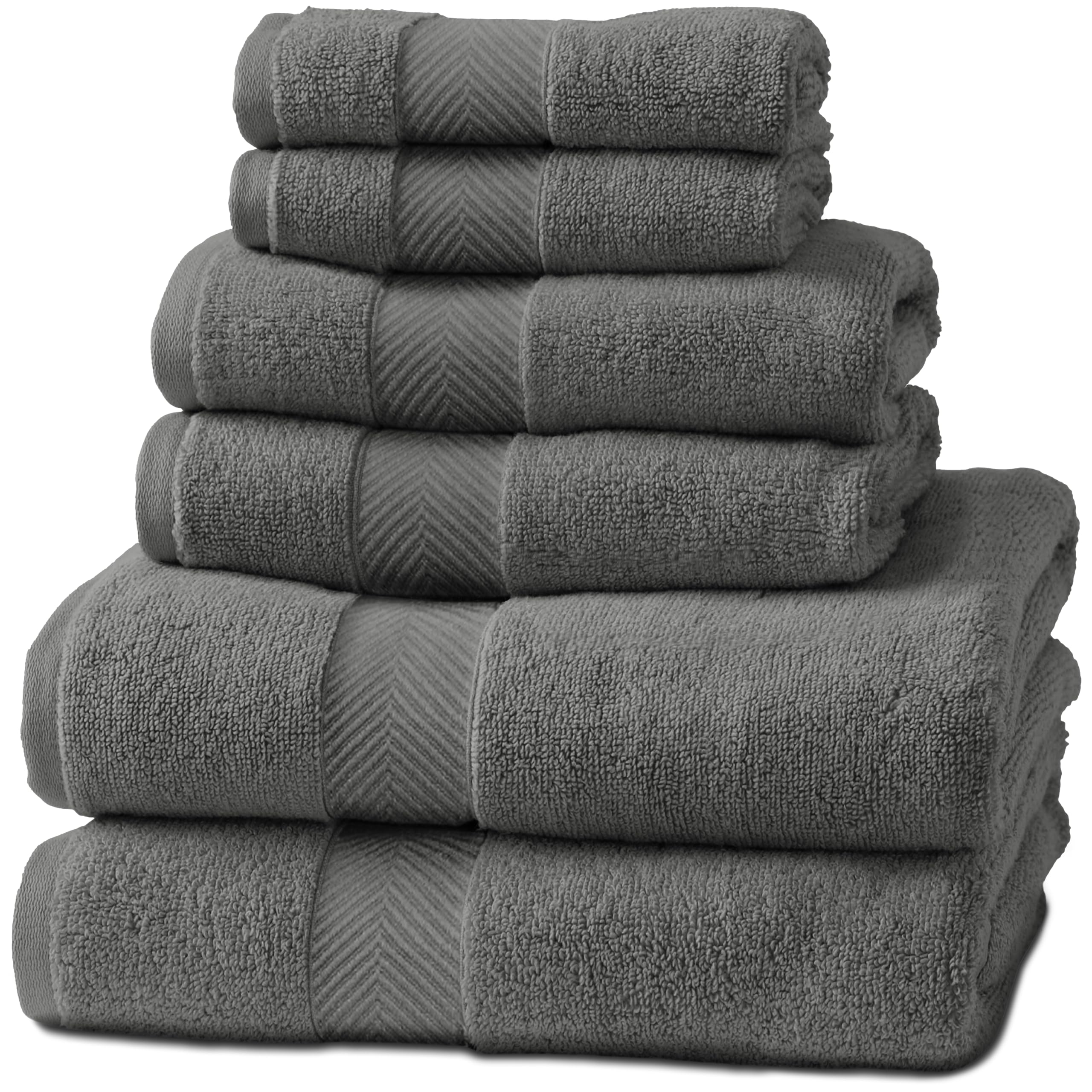 Natureva Viscose from Bamboo Bath Towels, Set of 6 | Super Absorbent, Quick Dry, Extra Plush | 70% Cotton 30% Viscose from Bamboo | Thick & Soft 700