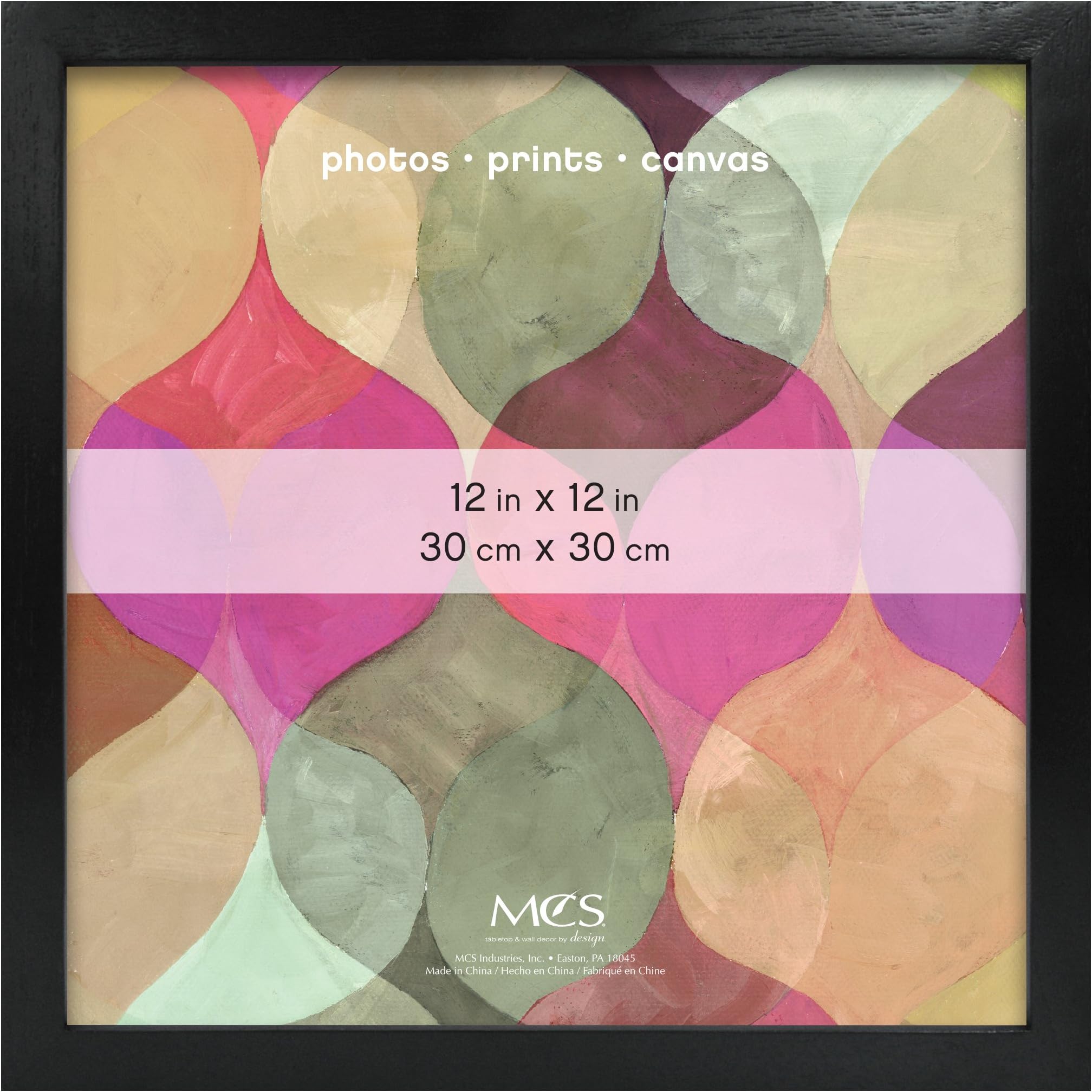 MCS Art Frame with Mat Opening, Black, 12 x 12 in