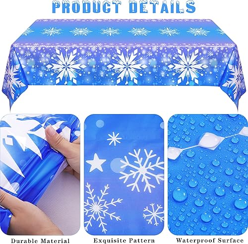 Miniatura 3 de durony 145 piezas de suministros de fiesta de cumpleaños de Frozen, vajilla desechable, platos de papel de copo de nieve de invierno, servilletas,