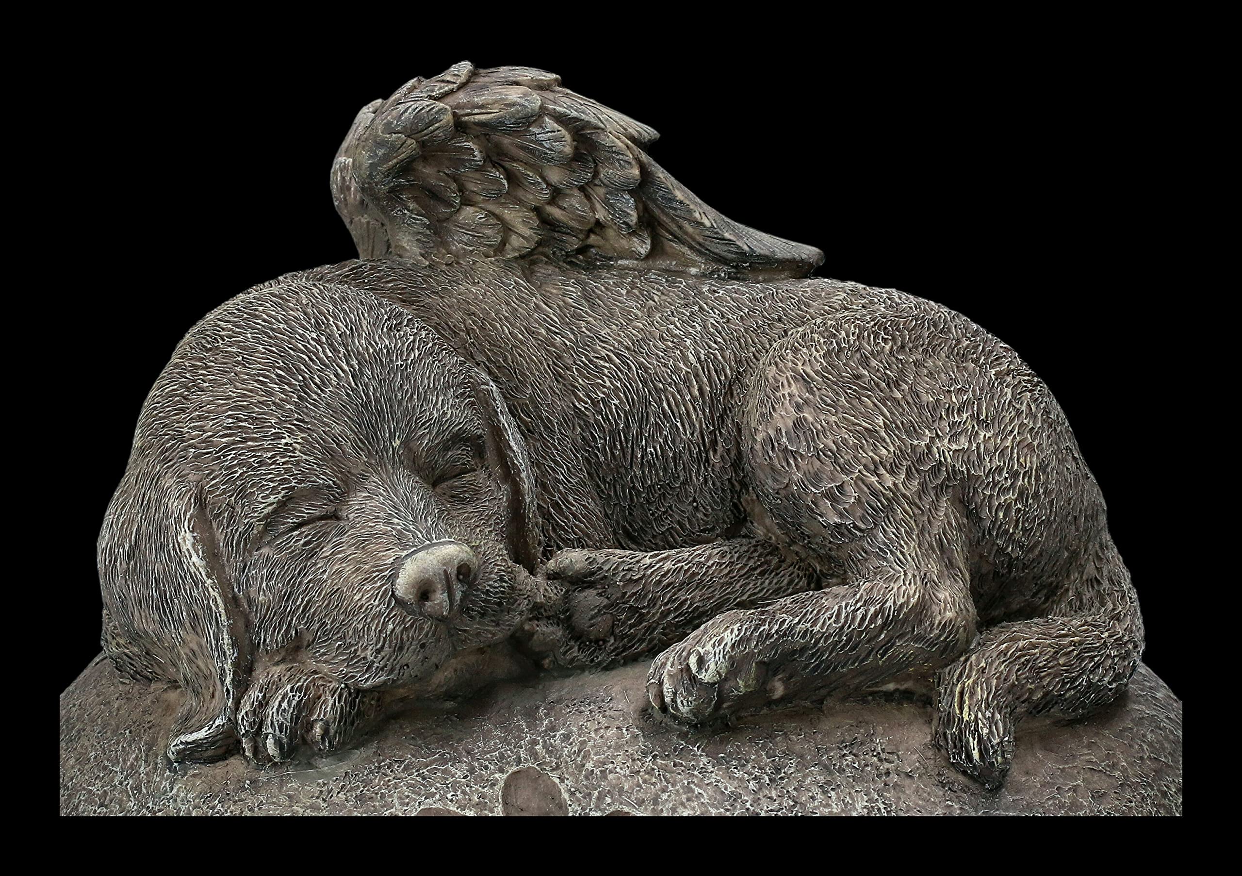 Figuras Shop GmbH Tier-Urne - Hunde-Engel sobre el corazón en Steinoptik - Hunde-Urne, handbemalt