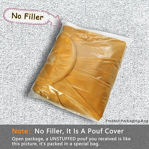 Miniatura 24 de Thgonwid Puf de almacenamiento marroquí sin rellenar, asiento otomano hecho a mano, de piel sintética, reposapiés, para sala de estar, dormitorio o