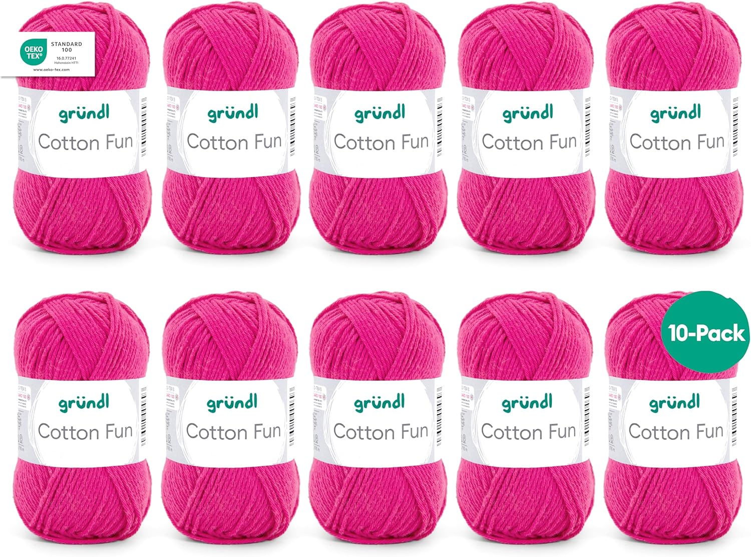 Gründl Cotton Fun Wool Cotton, Fuchsia, 27.00 x 11.00 x 07.00 cm