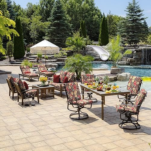 Miniatura 9 de Arden Selections Juego de cojines de asiento profundo para exteriores de 24 x 24 pulgadas, Ruby Clarissa