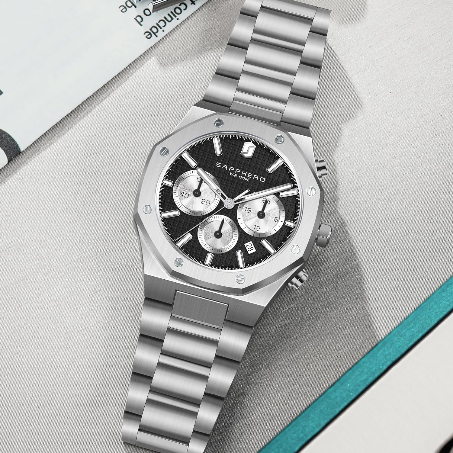 SAPPHERO Men's Chronograph Watches Analog Quartz Movement Stainless Steel Business Wrist Watches Fashion Luxury 50M Waterproof Mens Gifts - Image 7