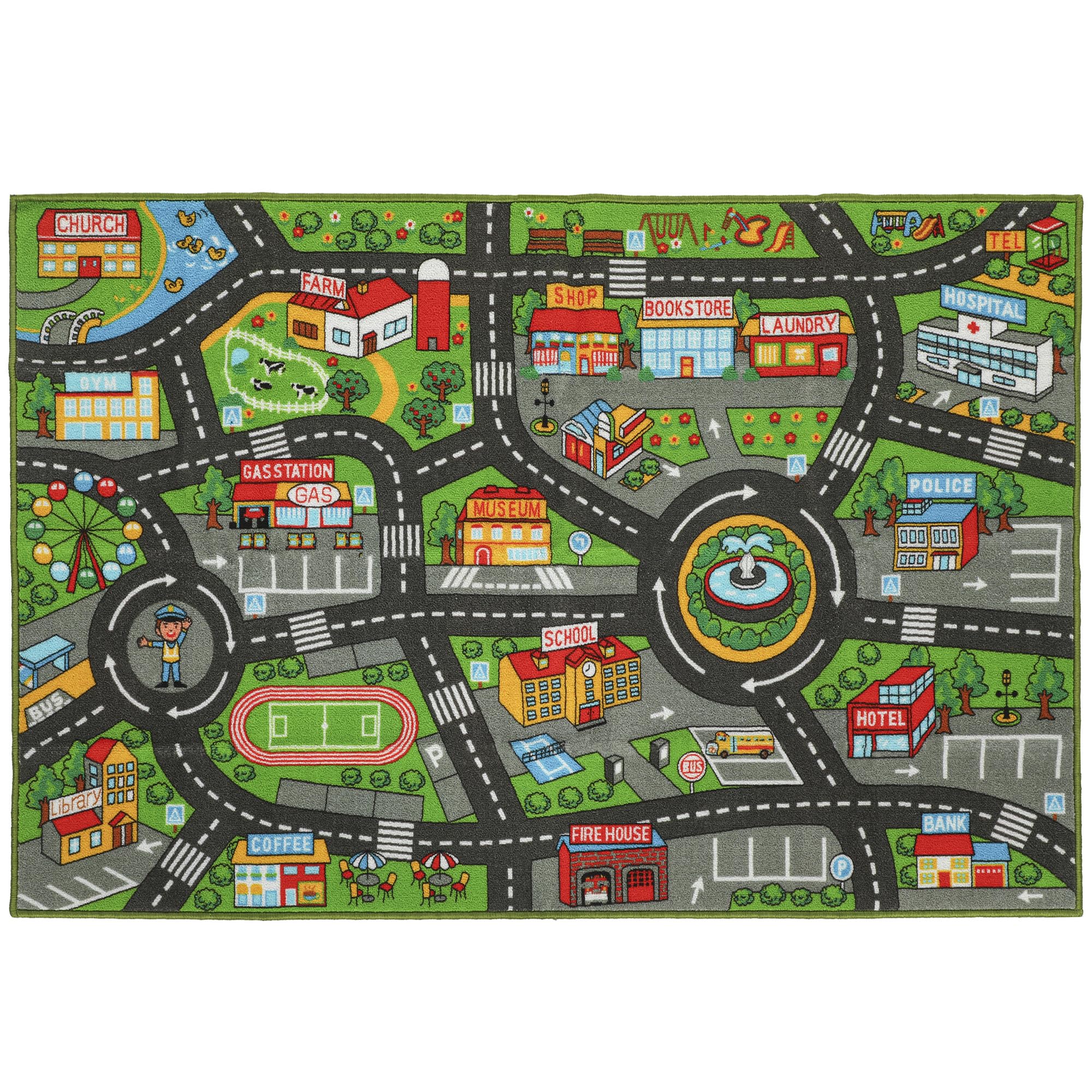 AIYAPLAY Kinder Spielteppich 200x150cm rutschfest im Stadtverkehr-Thema