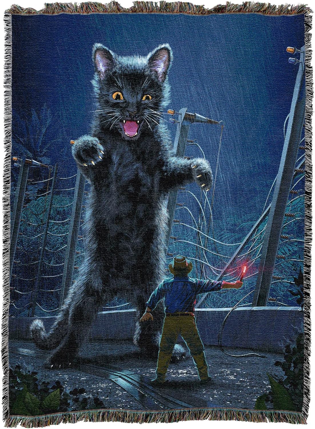 Pure Country Weavers Jurassic Kitty Blanket by Vincent HIE - Cute Funny Gift Tapestry Throw Woven from Cotton - Made in The USA (72x54)