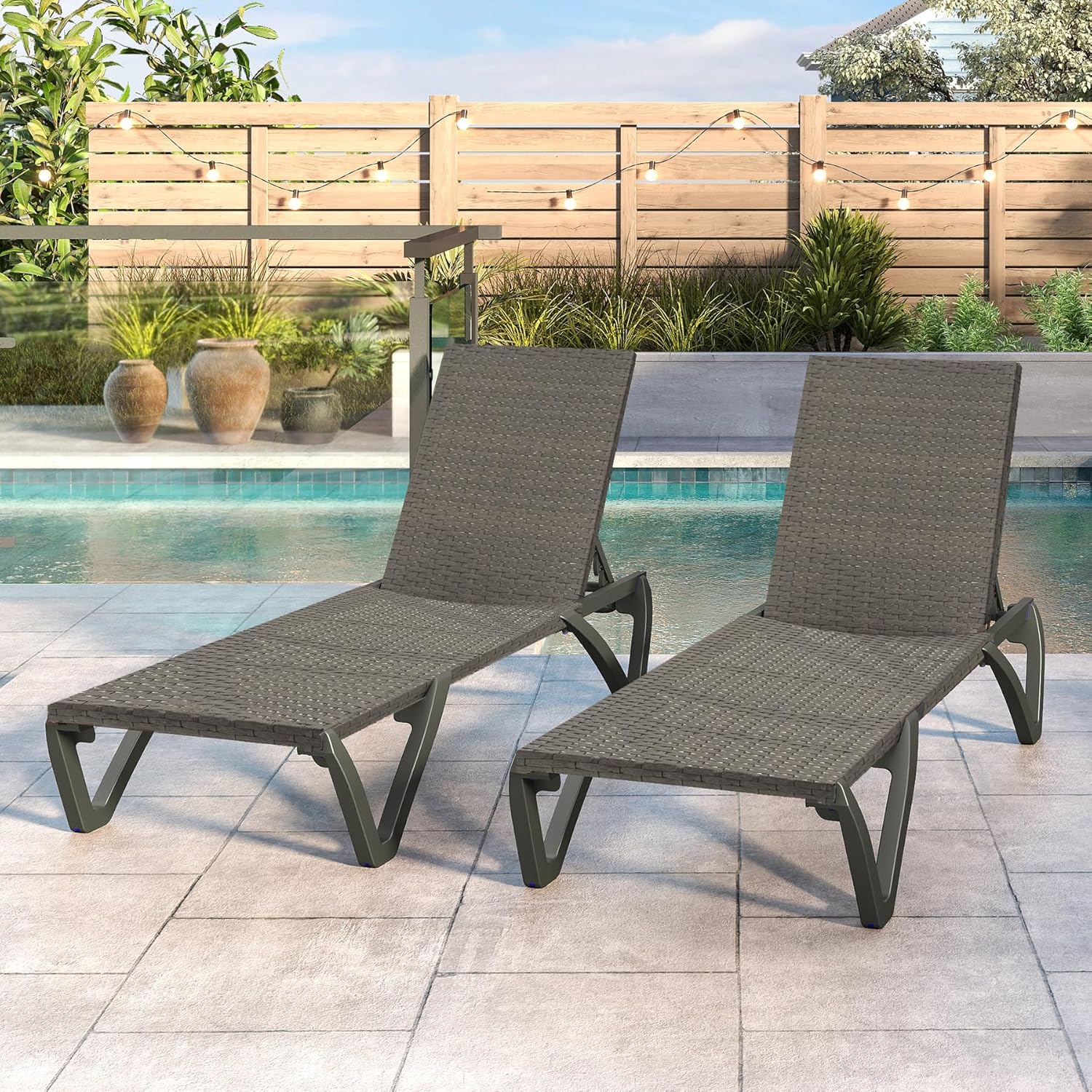 Domi Wicker Pool Lounge Chairs Review: Adjustable All-Weather Chaise for Patio, Deck & Backyard Relaxation