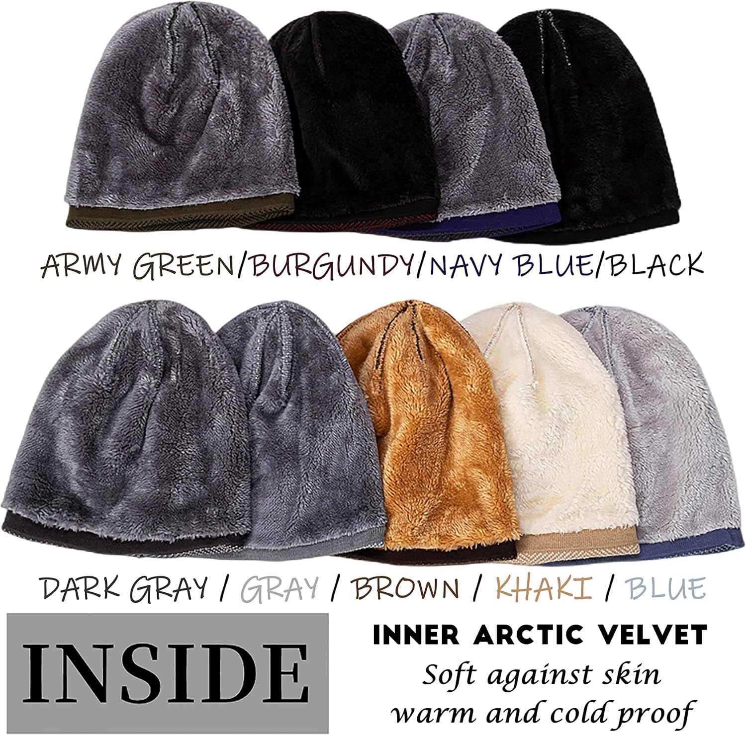 HiRui Winter Beanie Hats for Men Women Knit Fleece Lined Warm Slouchy Skull Cap - Image 3