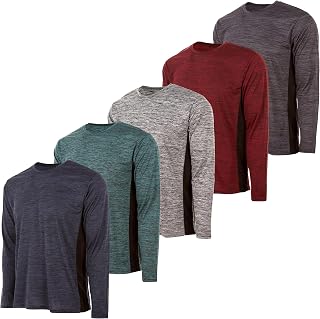 Essential Elements Mens 5 Pack Quick-Dry Crew Neck Long Sleeve Active Tee