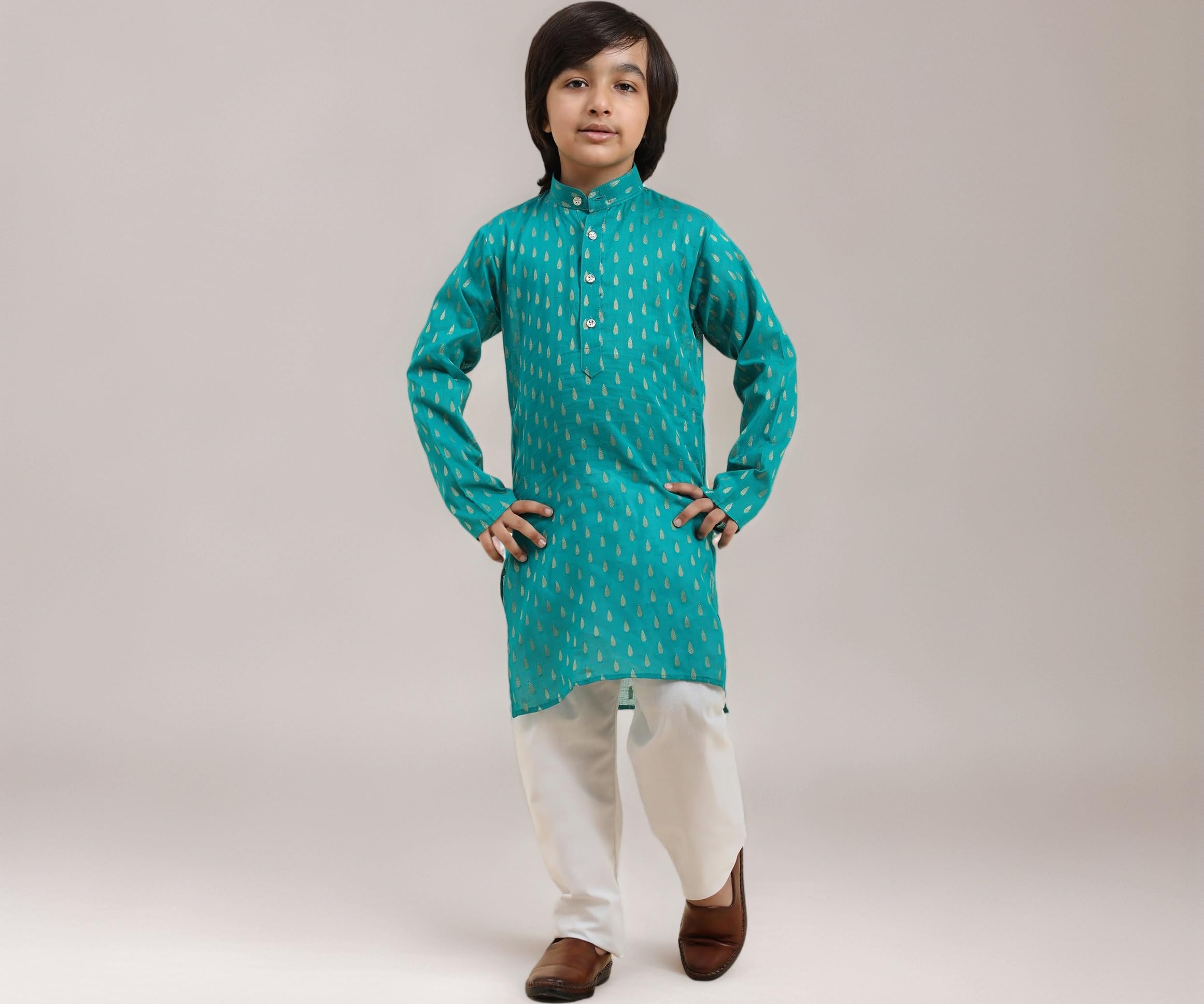 Pro-Ethic Style Developer Boy's Cotton Printed Kurta Pajama For Kid'S s Traditional Dress Kurta Pajama Set