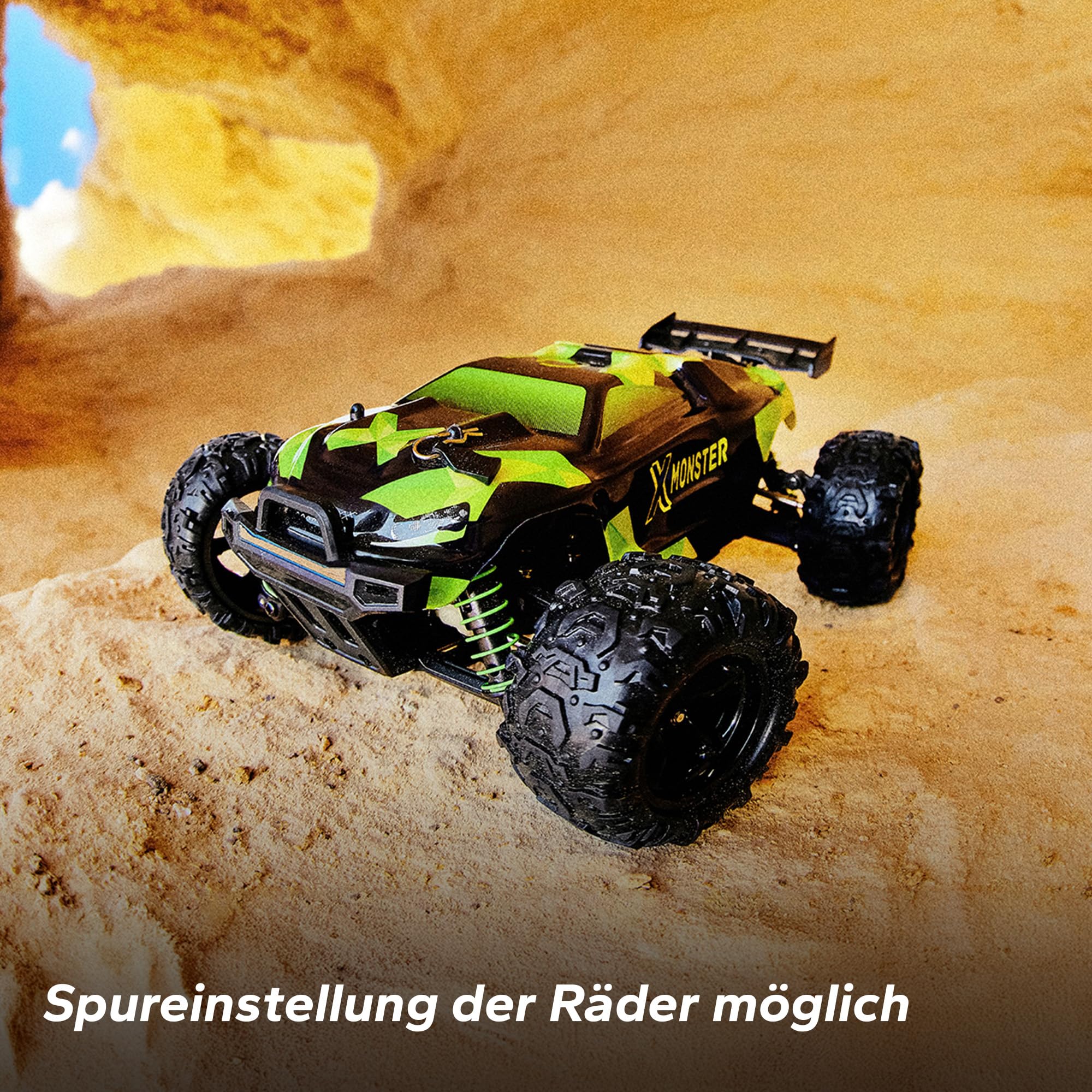 Overmax X-Monster 3.0 RC Monster Truck 1:18 für Jugendliche ab 14 Jahren | 30 km/h 4WD Offroad, 100 m Reichweite, 2× 850 mAh Akku / 40 Min Fahrzeit, unabhängige Federung, robuste Konstruktion