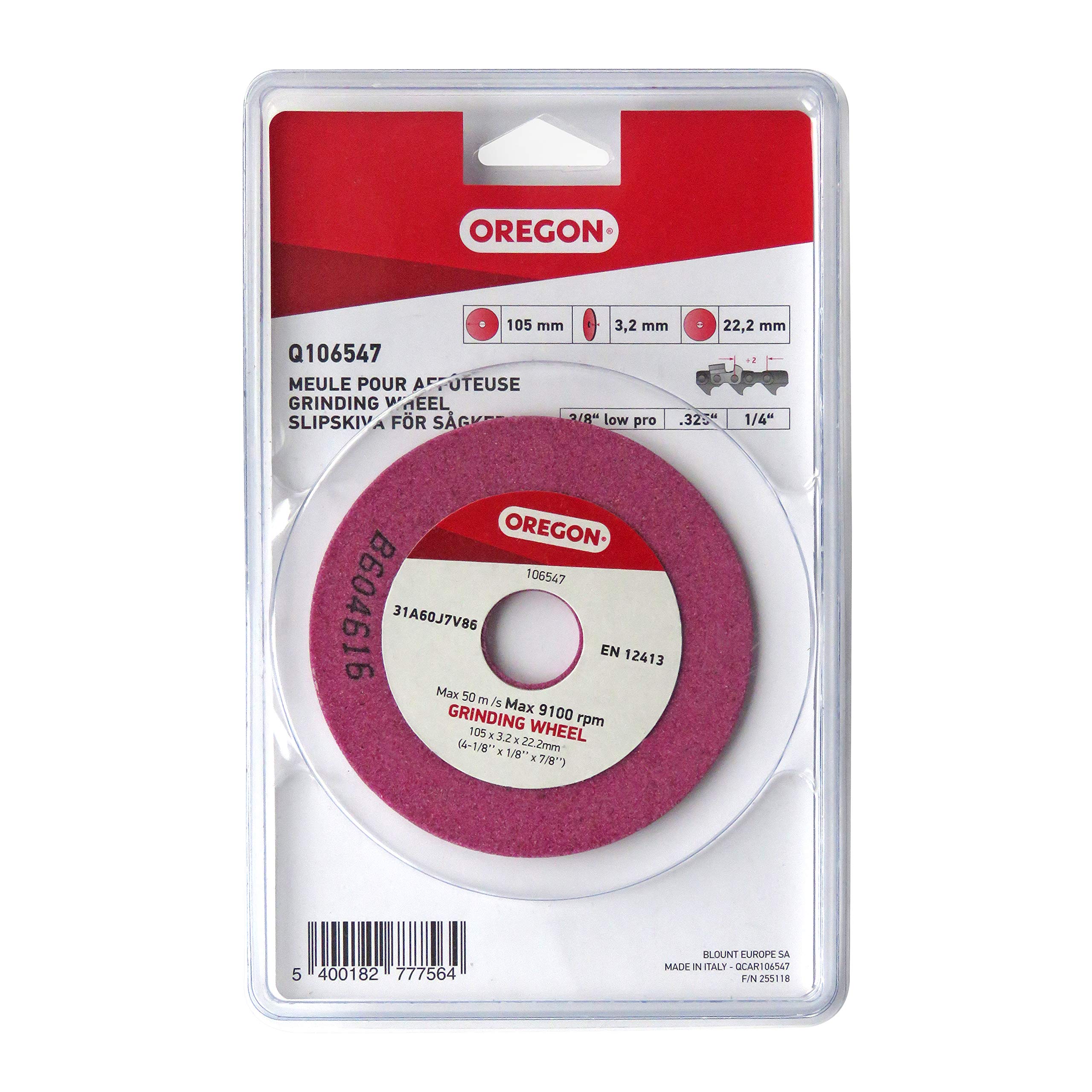Oregon Q106547 Chainsaw Sharpener Replacement Grinding Wheel, 3/8" Low Profile.325, 1/4" Pitch, 1 pc Schleifscheibe, 3.2 mm (1-pack)