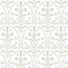 Yasinet Peel and Stick Wallpaper Boho Beige Wallpaper Modern Neutral Contact Paper for Bedroom/Bathroom Beige and White Floral Warerproof Removable Self-Adhesive Wall Paper Vinly 17.3"78.7"